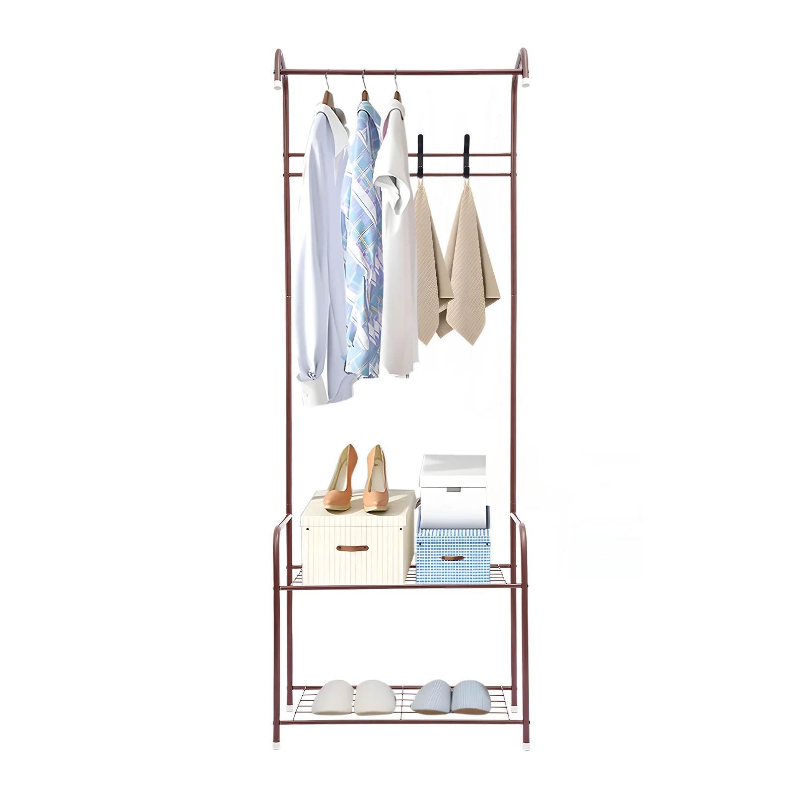 Independent Hanger Brown Metal Shoe Hanger 4 Hooks Clothes Rack Clothes Hangers Coat Hanger Stand Wardrobe Stand