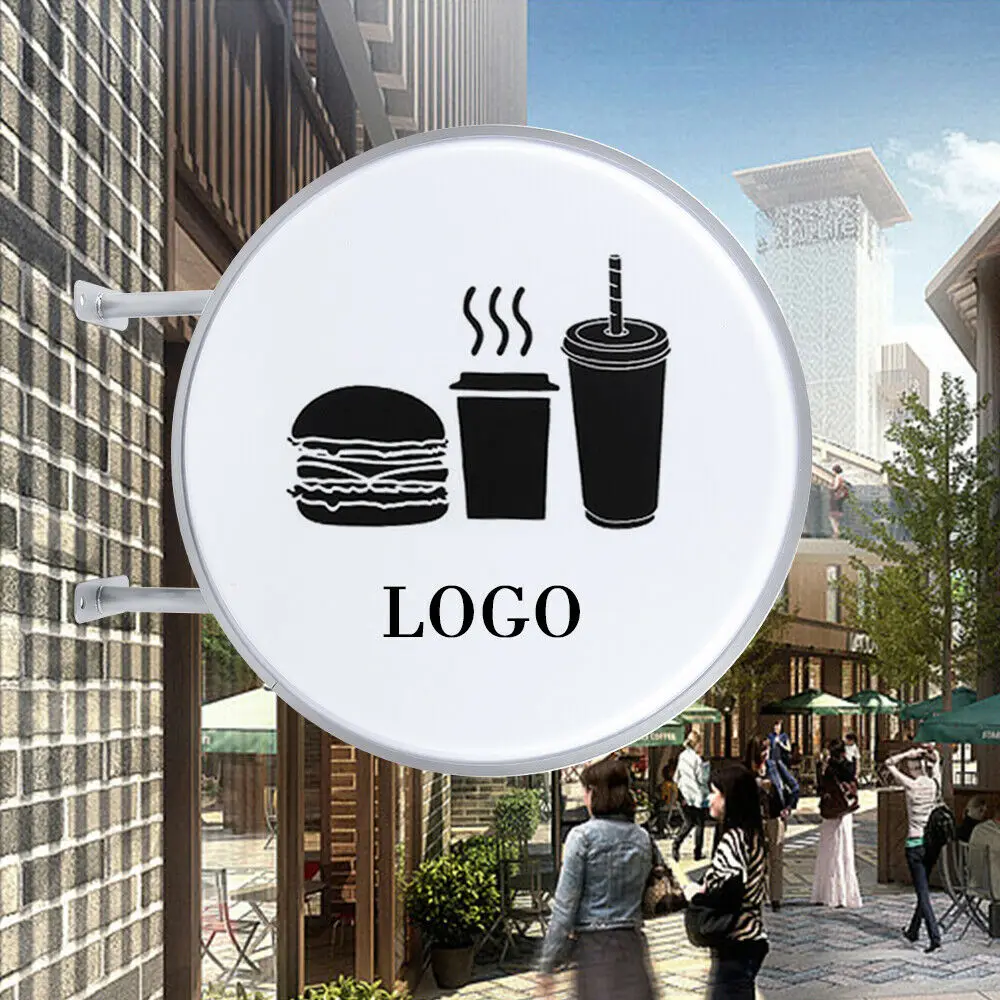 LOGO Sign Light Outdoor LED Light Box Wall-mounted Billboard Round 60cm/24", White