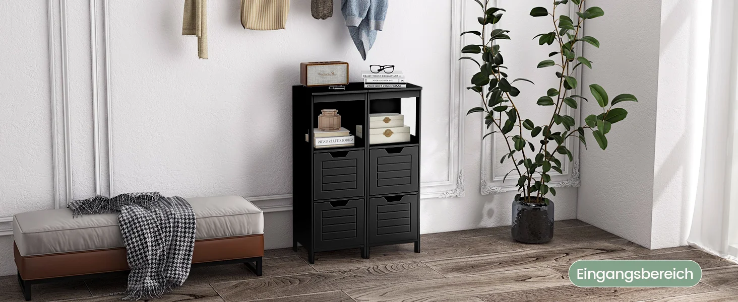 Bath chest of drawers with 2 Drawers, Bathroom wardrobe, Wood Bath wardrobe, living room bathroom Bath Shelf, Black, 30x30x89