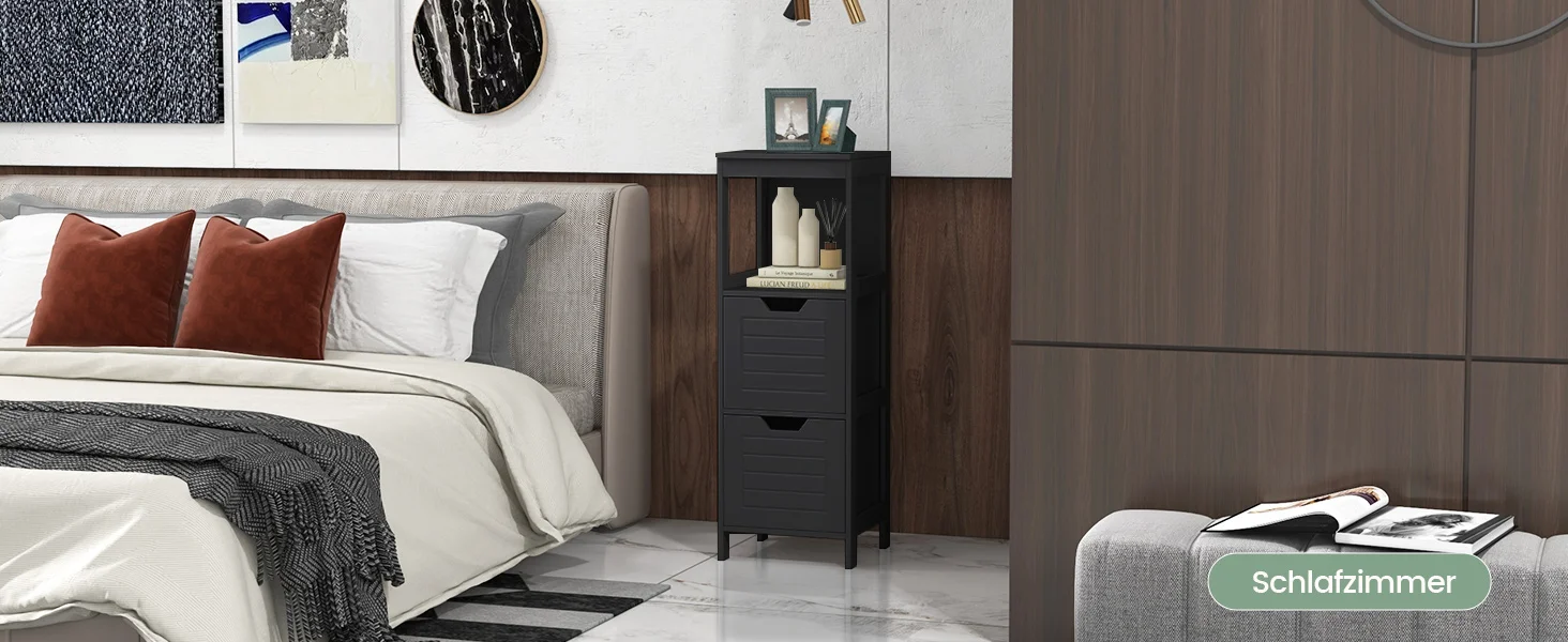 Bath chest of drawers with 2 Drawers, Bathroom wardrobe, Wood Bath wardrobe, living room bathroom Bath Shelf, Black, 30x30x89