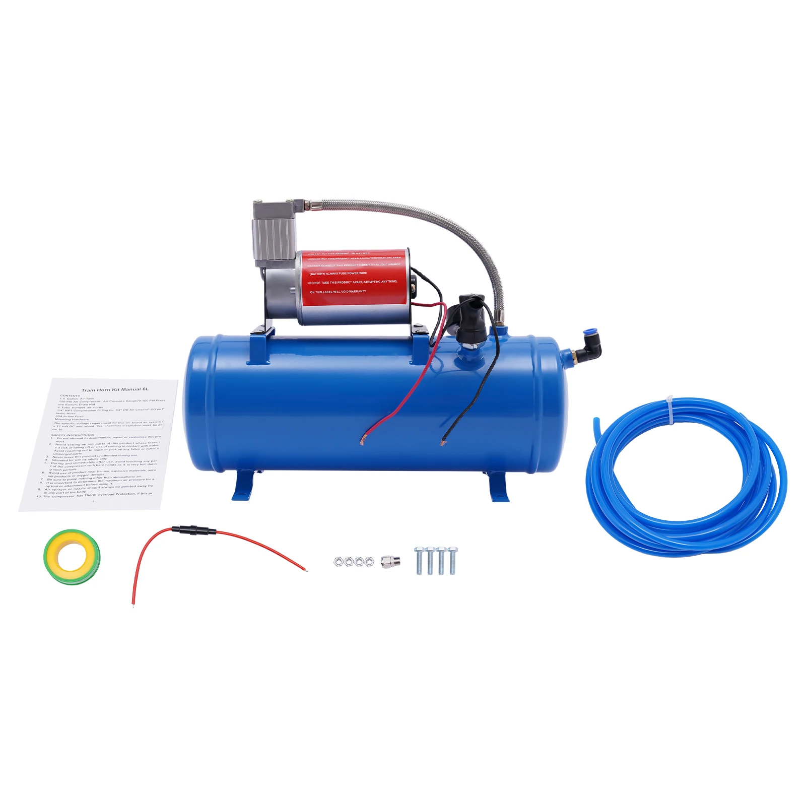 Air Compressor DC 12V 150psi Air Compressor System with Universal 6 L Tank Train Air Horn Kit Air Horn Kit