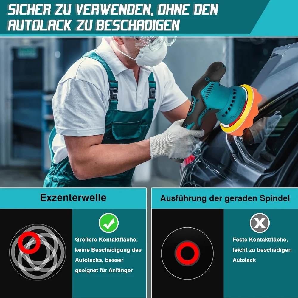 Polishing Machine 12V Cordless Polisher 6 Gears 500W Automotive Electric Waxing Repairing Wireless Sander Polish 2.0Ah Battery
