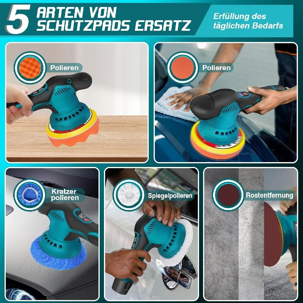 Polishing Machine 12V Cordless Polisher 6 Gears 500W Automotive Electric Waxing Repairing Wireless Sander Polish 2.0Ah Battery