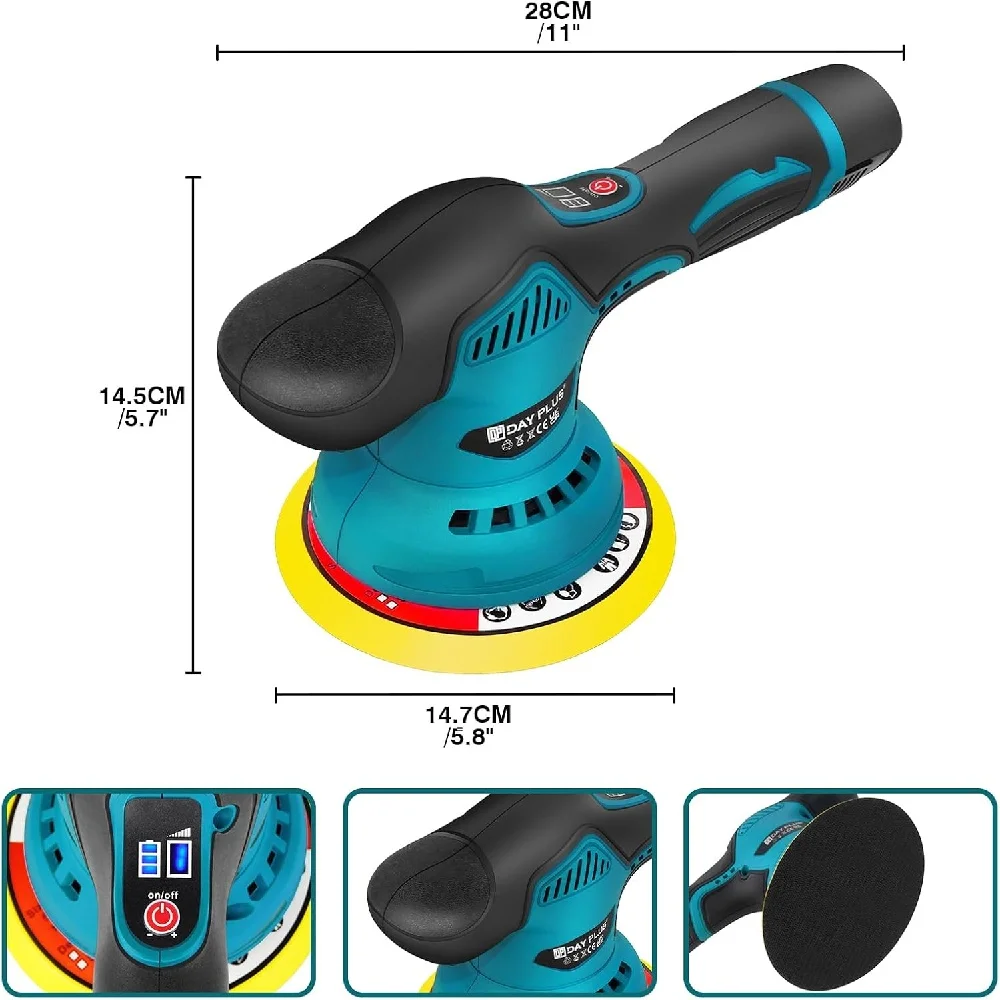 Polishing Machine 12V Cordless Polisher 6 Gears 500W Automotive Electric Waxing Repairing Wireless Sander Polish 2.0Ah Battery
