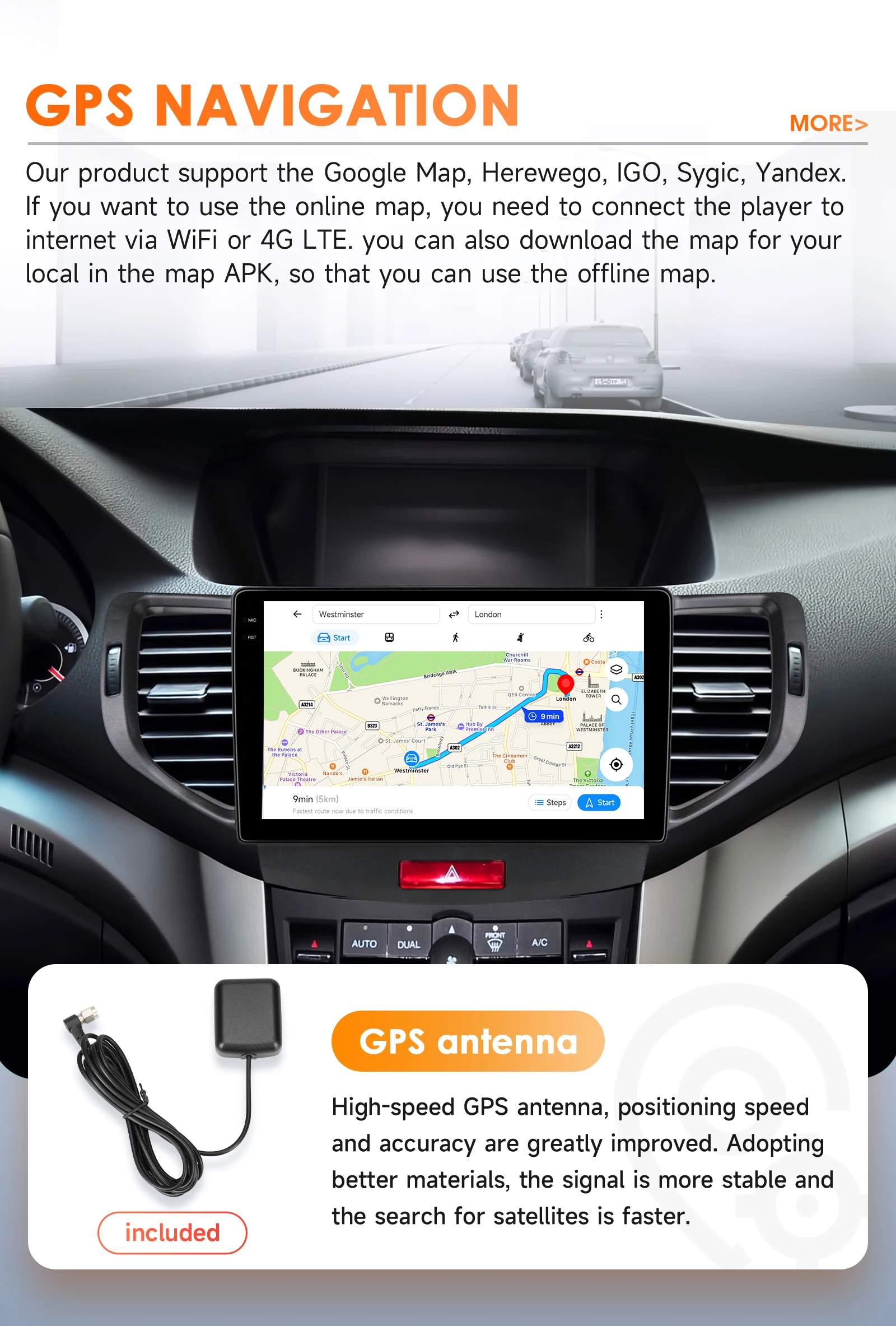 Hizpo 9 Inch Radio For Honda Accord 8 2008-2012 4G Car Multimedia GPS 2din Autoradio Wireless CarPlay Android Auto Navigation BT