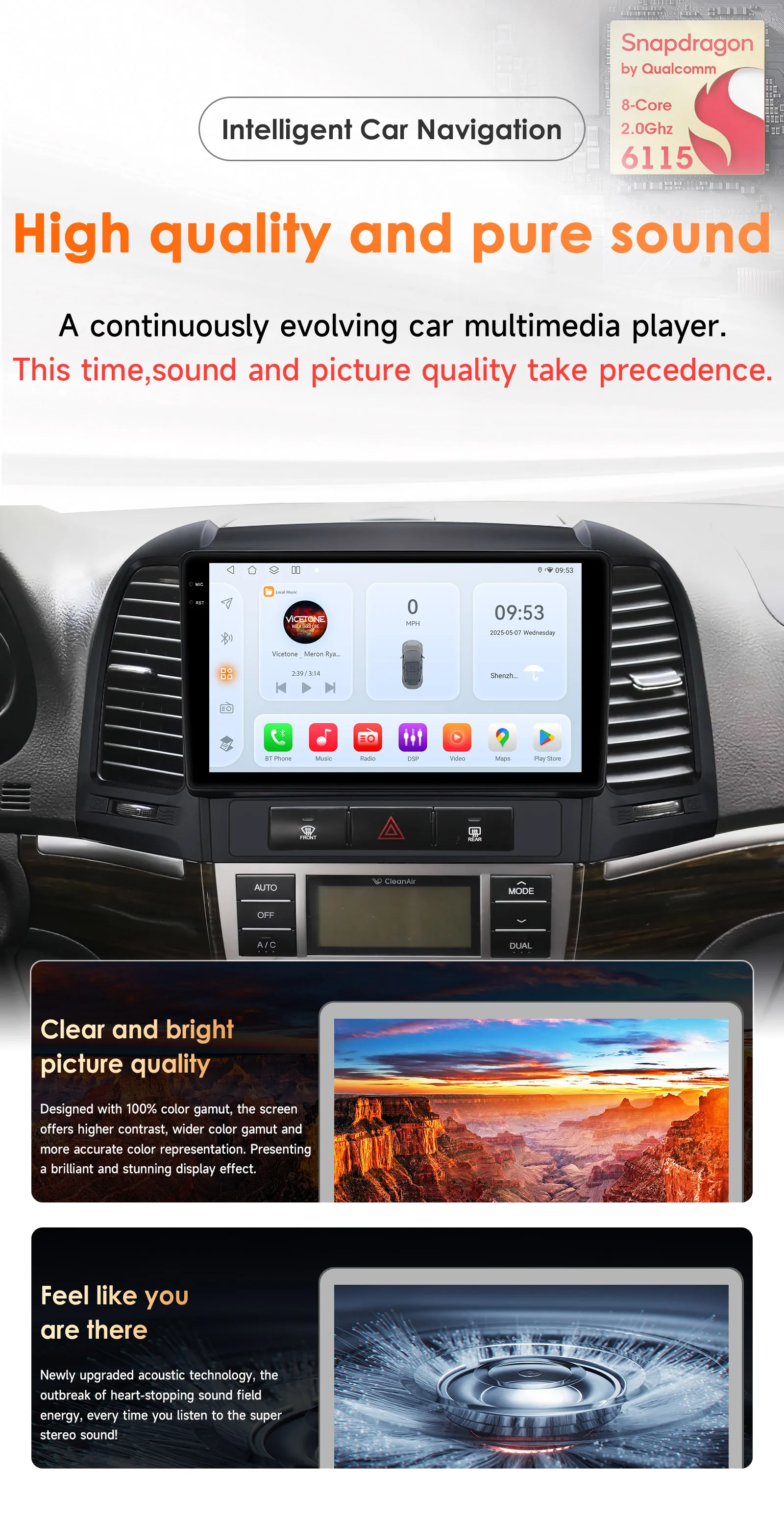 Hizpo 8+128G Android 14 Auto Radio For Hyundai Santa Fe 2 2006-2012 Carplay Car Multimedia GPS 2din Autoradio Navigation 2 din