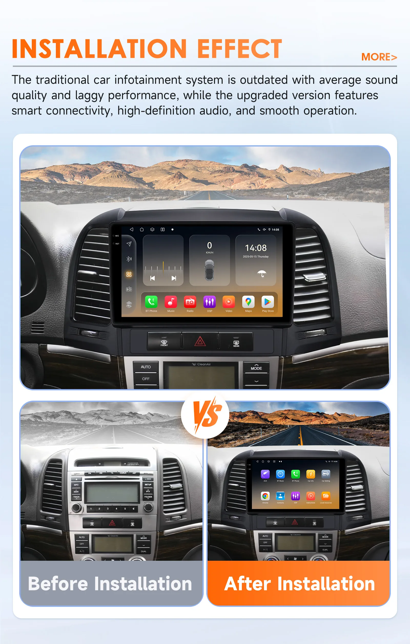 Hizpo 8+128G Android 14 Auto Radio For Hyundai Santa Fe 2 2006-2012 Carplay Car Multimedia GPS 2din Autoradio Navigation 2 din