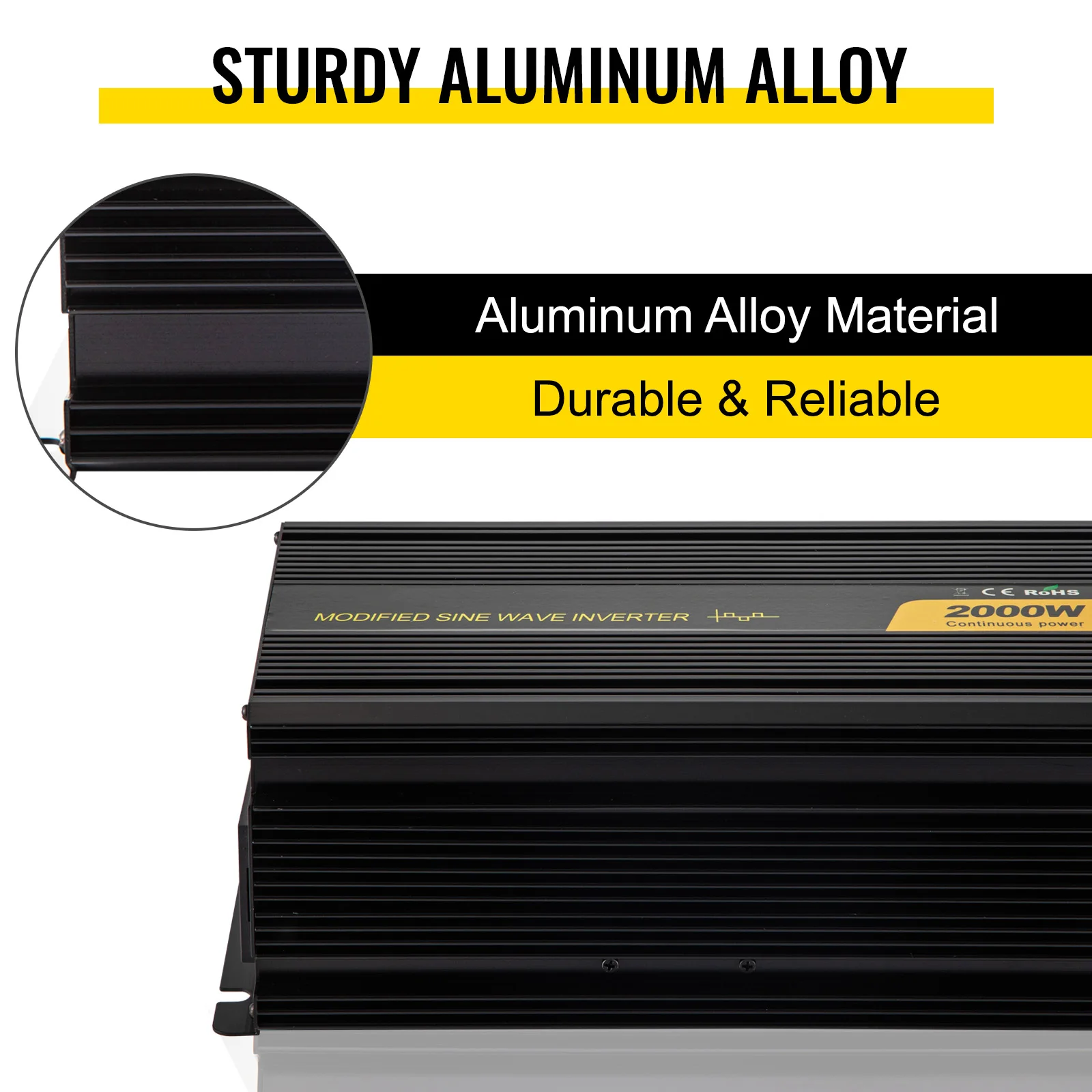 SucceBuy Modified Sine Wave Inverter DC 12V - AC 240V / DC 24V - AC 240V Aluminum Alloy LCD Screen & LED Indicators for Powering