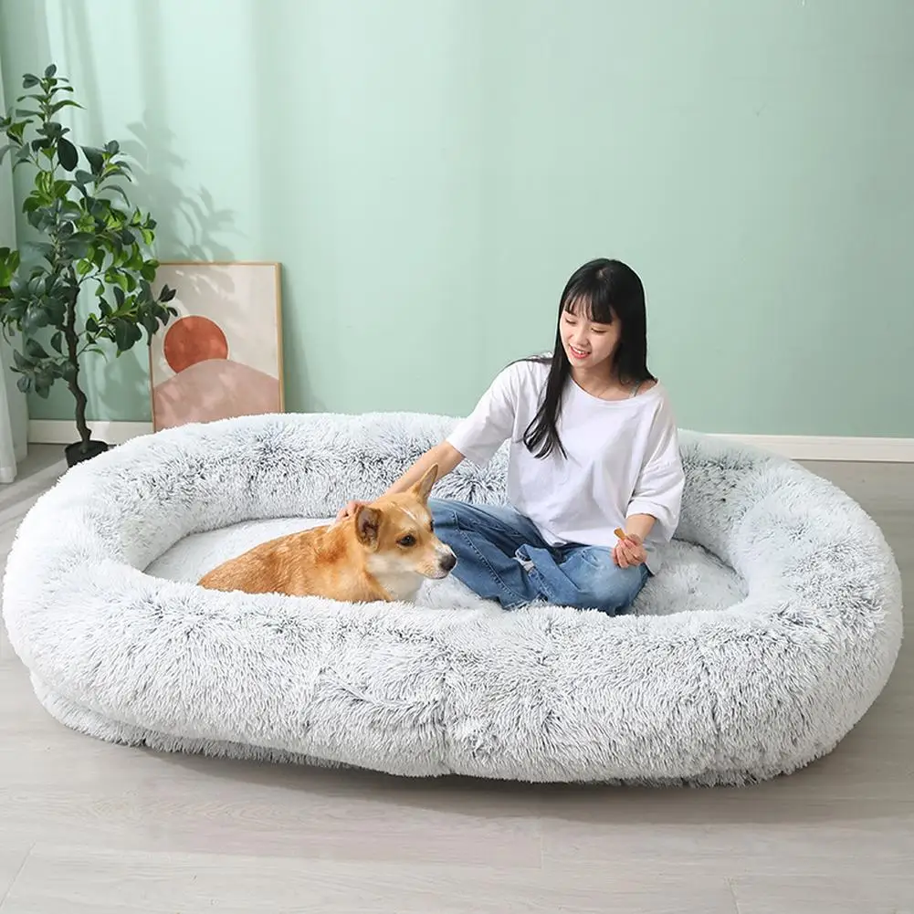 65x37.4x11.8 Inches Human Dog Bed, Detachable Multifunctional Oval Large Dog Bed With Non-slip Design, Human Size Dog Bed