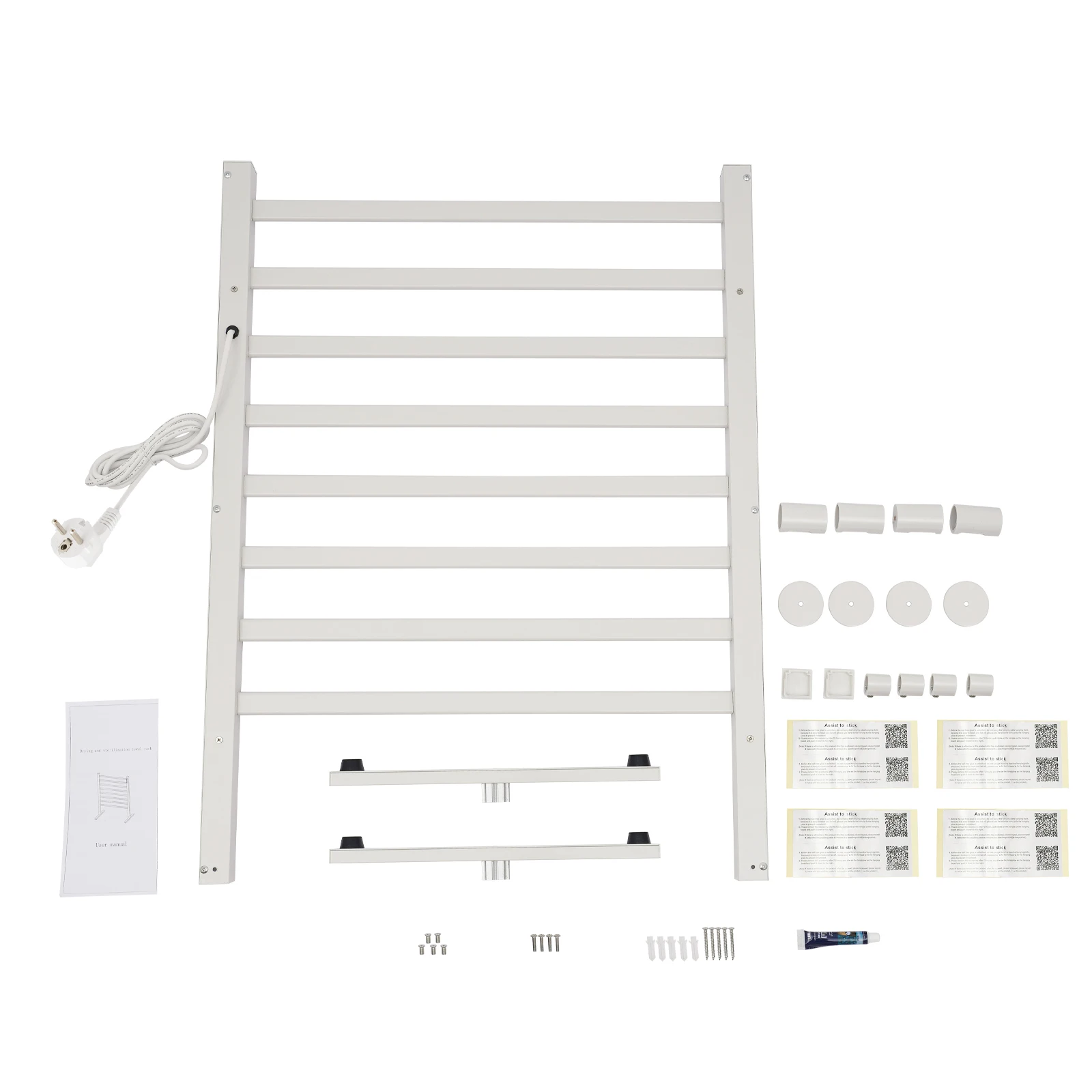 180W Bathroom Electric Towel Warmer Rack 45-65℃ Thermostatic Heating Rack Touch Digital Display Freestanding Heated Towel Bar