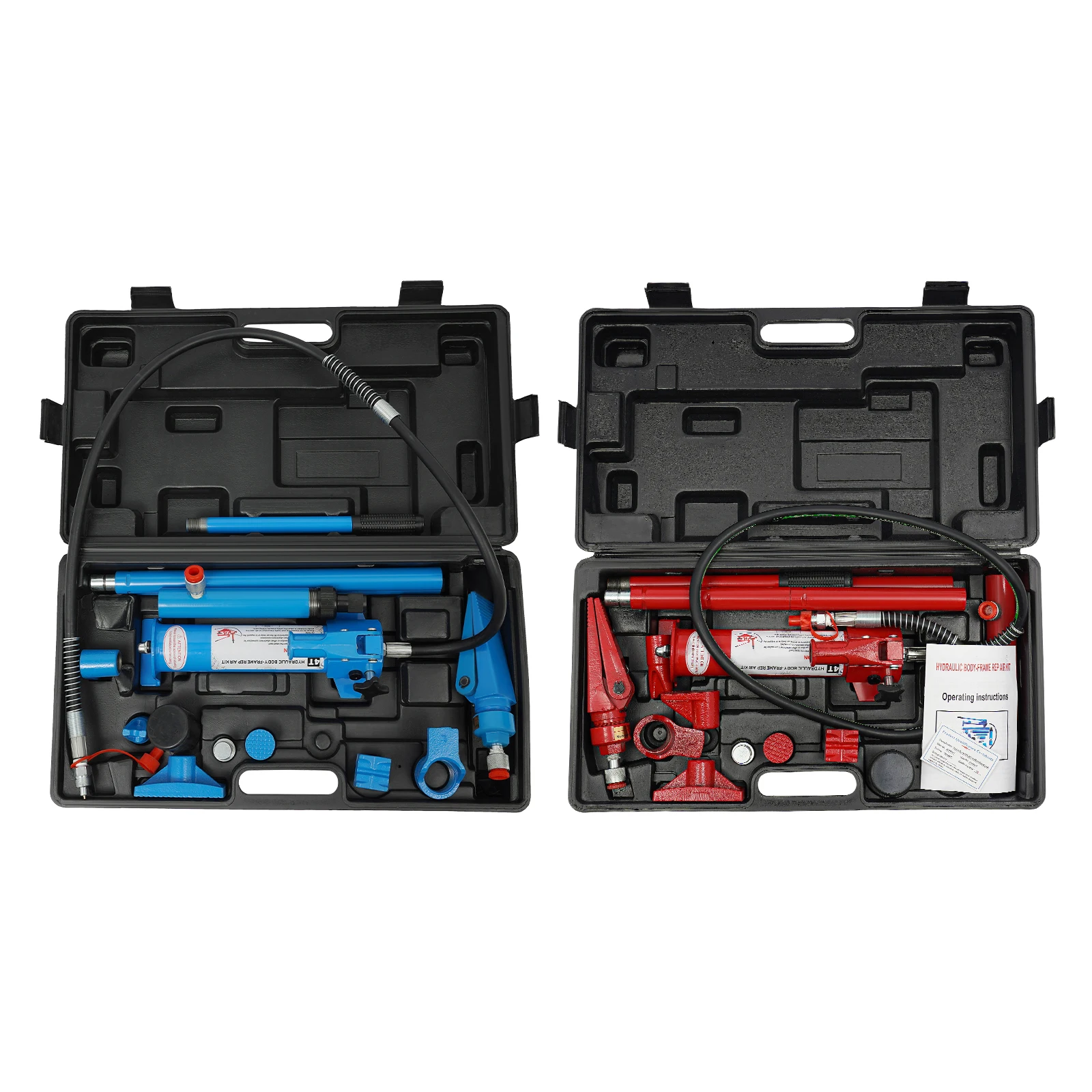 4T Hydraulic Jack Kit Hydraulic Split Jack Body Frame Repair Tool for Private Garages Car Repair Shops Red/Blue
