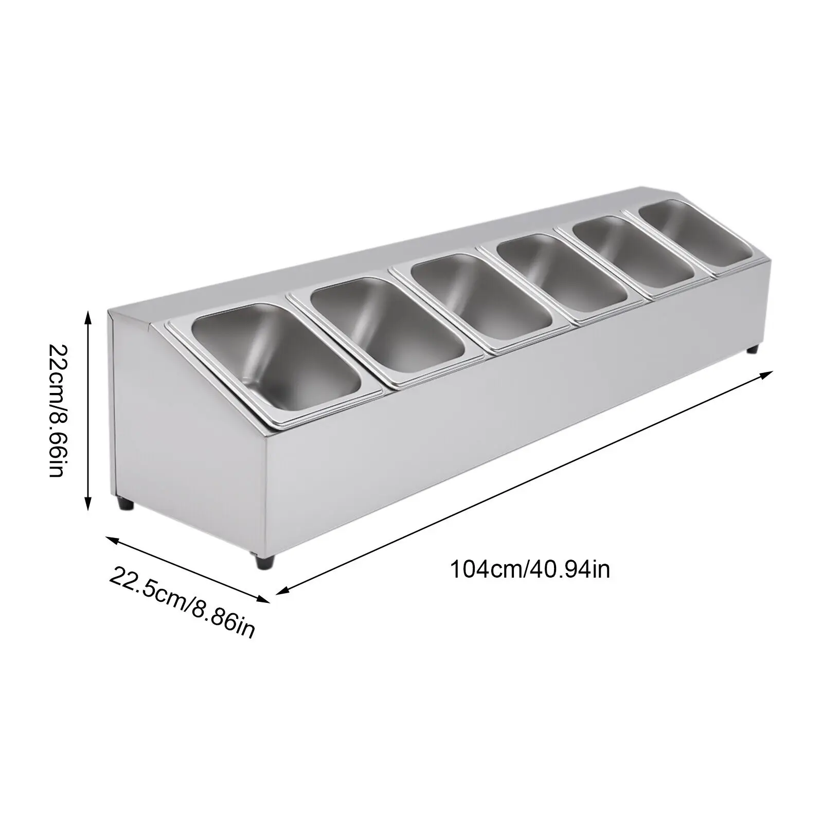 Ingredient Container Stainless Steel 6 Grid Ingredient Box Side Dish Bar Container with Lid