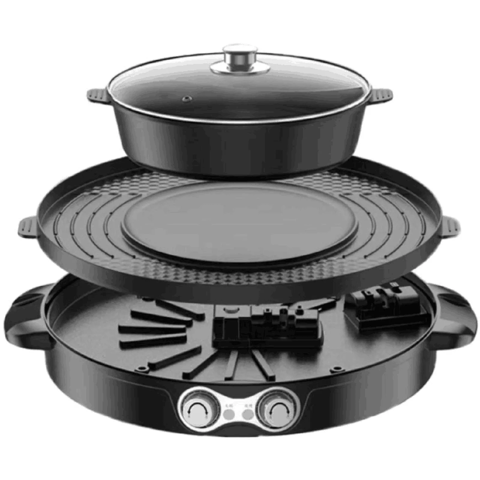 Hot Pot Electric Hotpot 2 In 1 Grill and Hotpot Multifunction Double Electric Pot BBQ Grill Pan for Family Dining and Parties