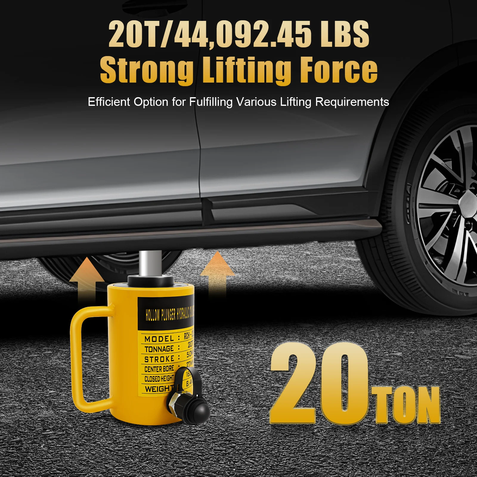 20T Hydraulic Cylinder Jack 900CC Hydraulic Jack RCH2050 Flexible ZG3/8 Quick Coupling for CP-700 Series Hand Pump