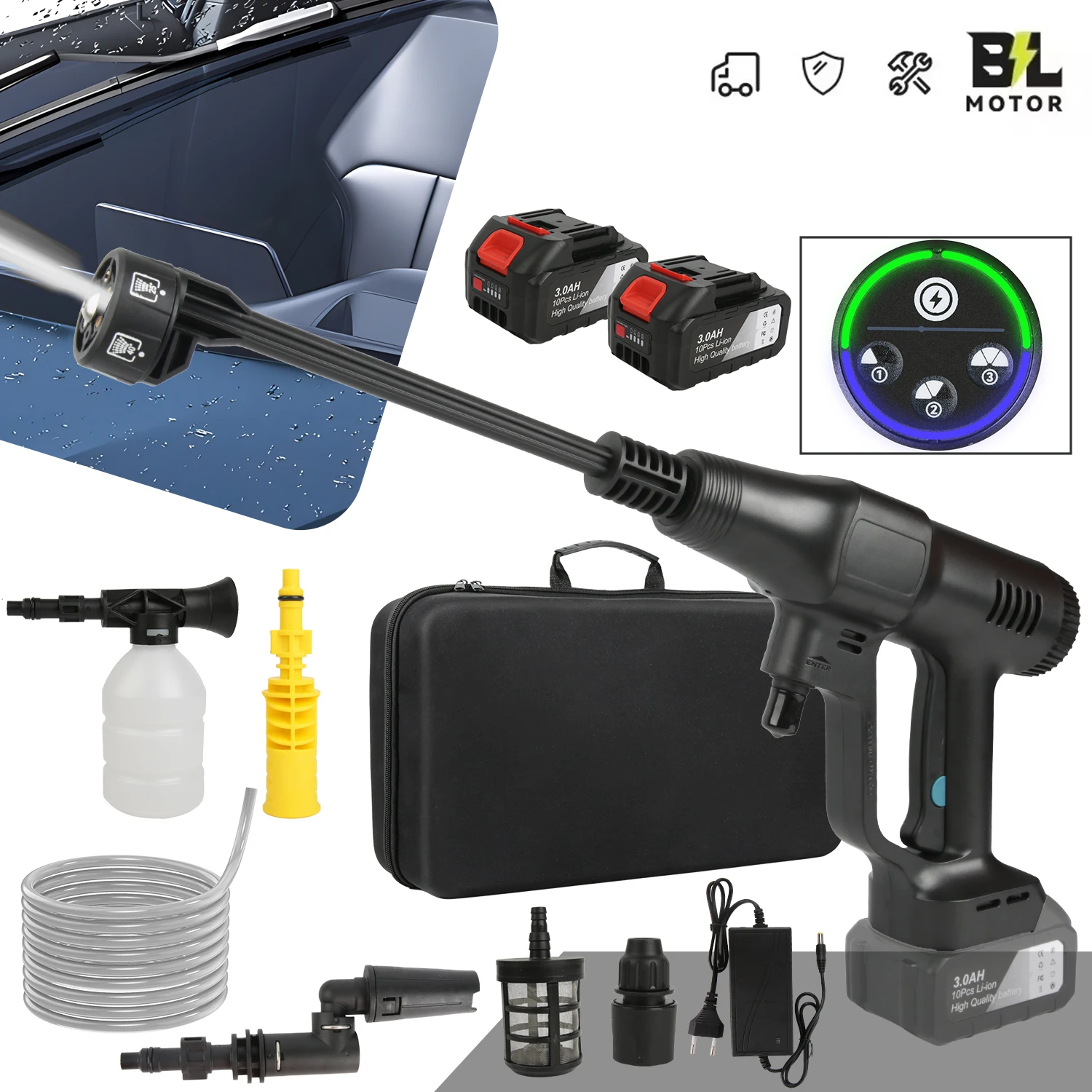 200bar Brushless High Pressure Car Wash Water Gun 6 IN 1 Washing Garden Washing Spray Gun For Car Lawn Pool Floors