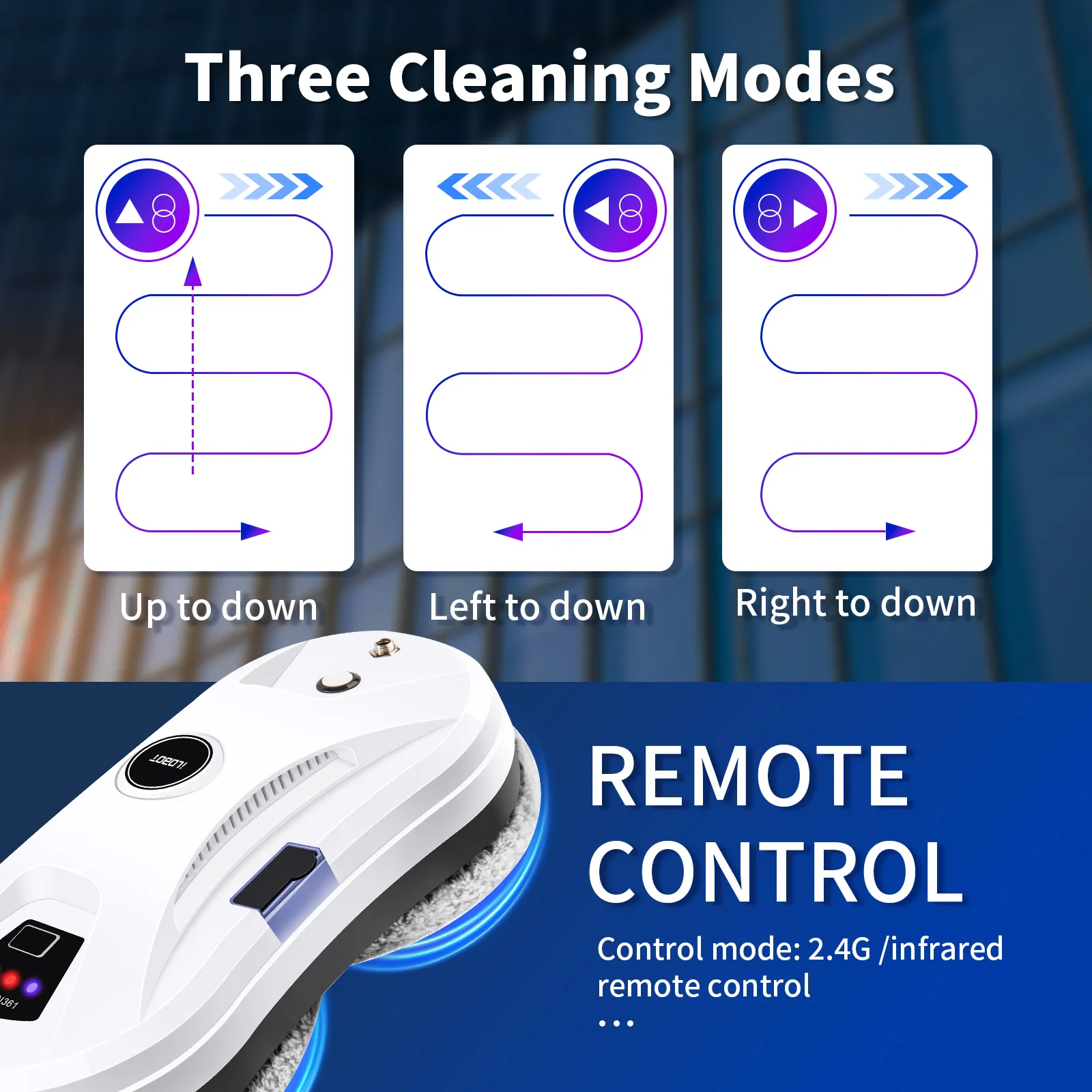 DIVEDEER White/Black Home Automatic No Spray or Water spray Window Cleaning Robot Intelligent Wipe High-rise Large Area Window