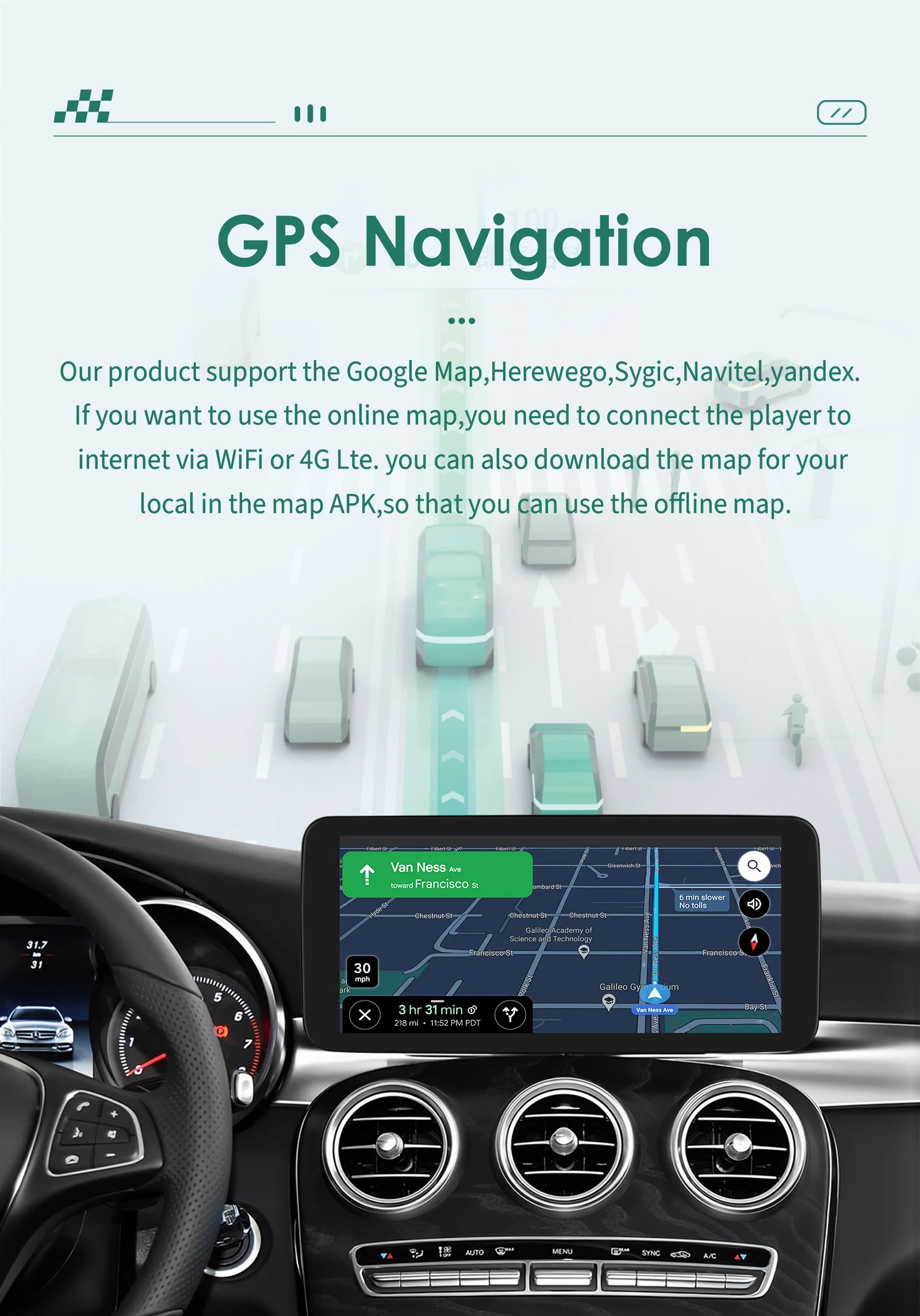 10.25" Android Auto Car Radio for Mercedes Benz C-Class W205 2015 - 2018 NTG 5.0 Intelligent System CarPlay GPS RDS DSP 4G BT