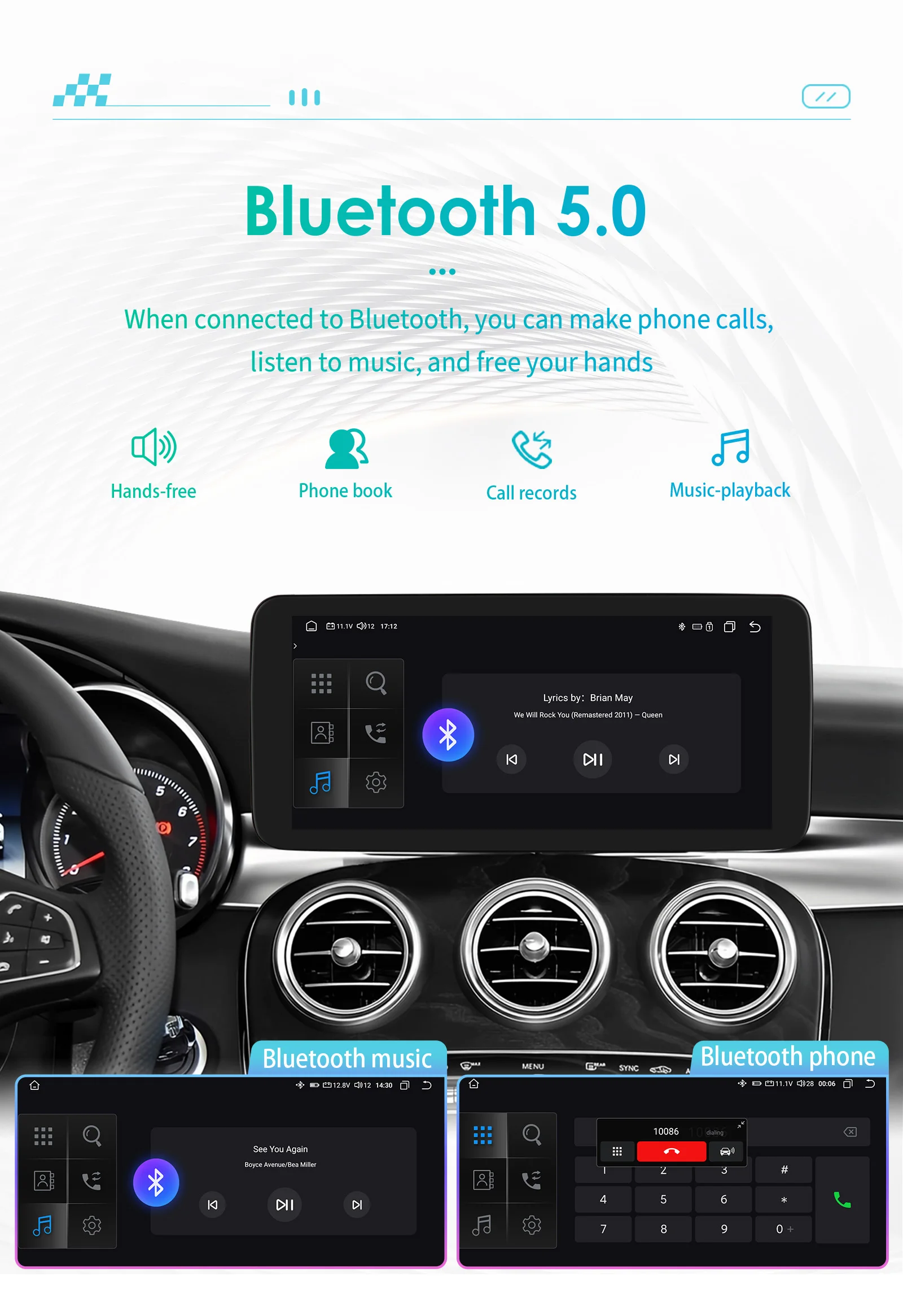 10.25" Android Auto Car Radio for Mercedes Benz C-Class W205 2015 - 2018 NTG 5.0 Intelligent System CarPlay GPS RDS DSP 4G BT