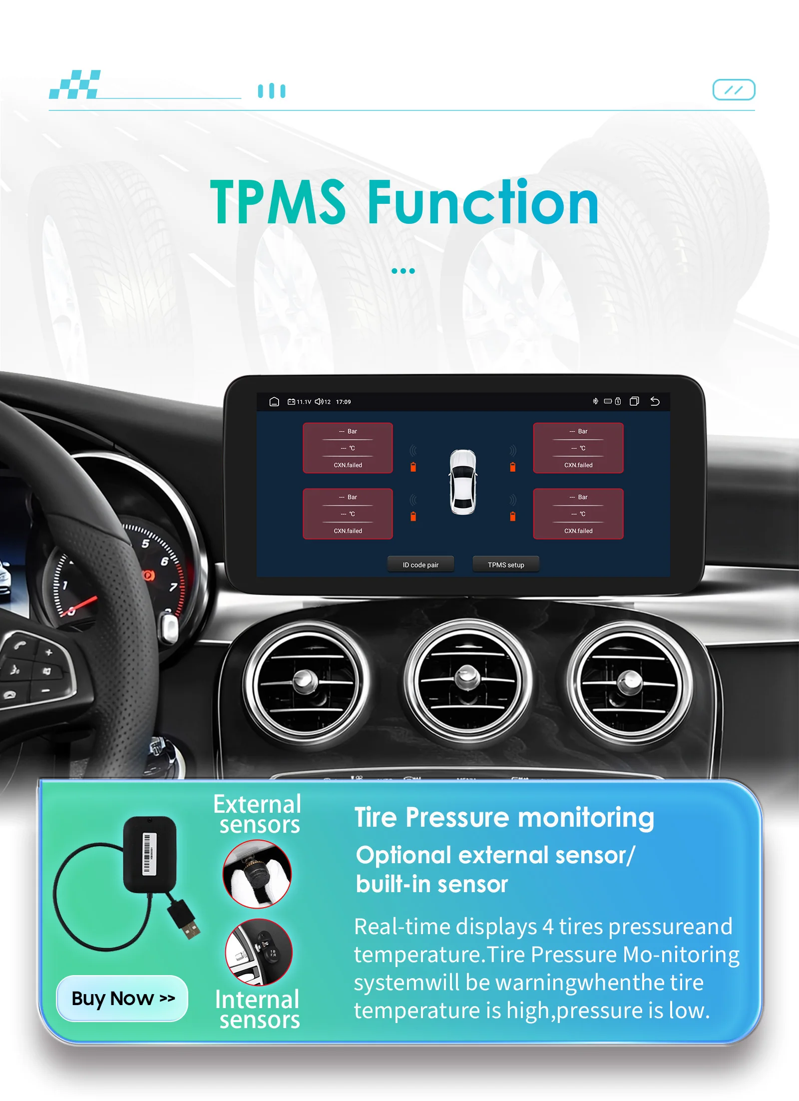10.25" Android Auto Car Radio for Mercedes Benz C-Class W205 2015 - 2018 NTG 5.0 Intelligent System CarPlay GPS RDS DSP 4G BT