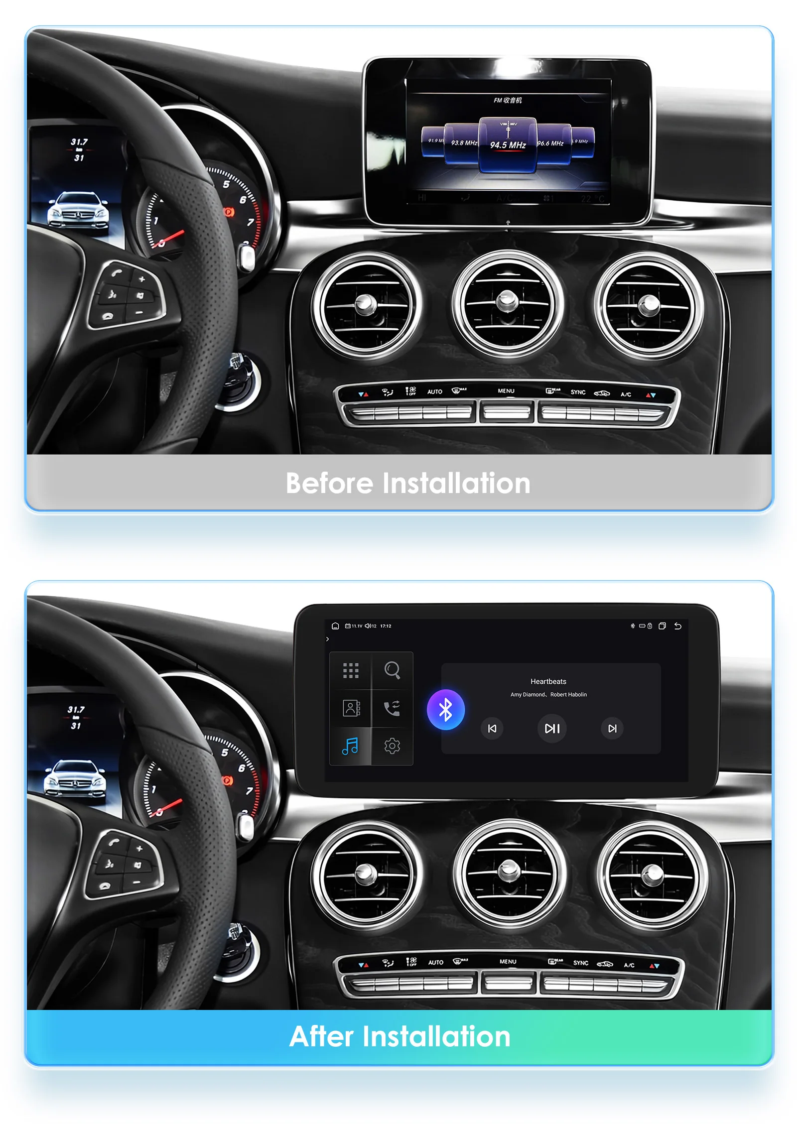 10.25" Android Auto Car Radio for Mercedes Benz C-Class W205 2015 - 2018 NTG 5.0 Intelligent System CarPlay GPS RDS DSP 4G BT