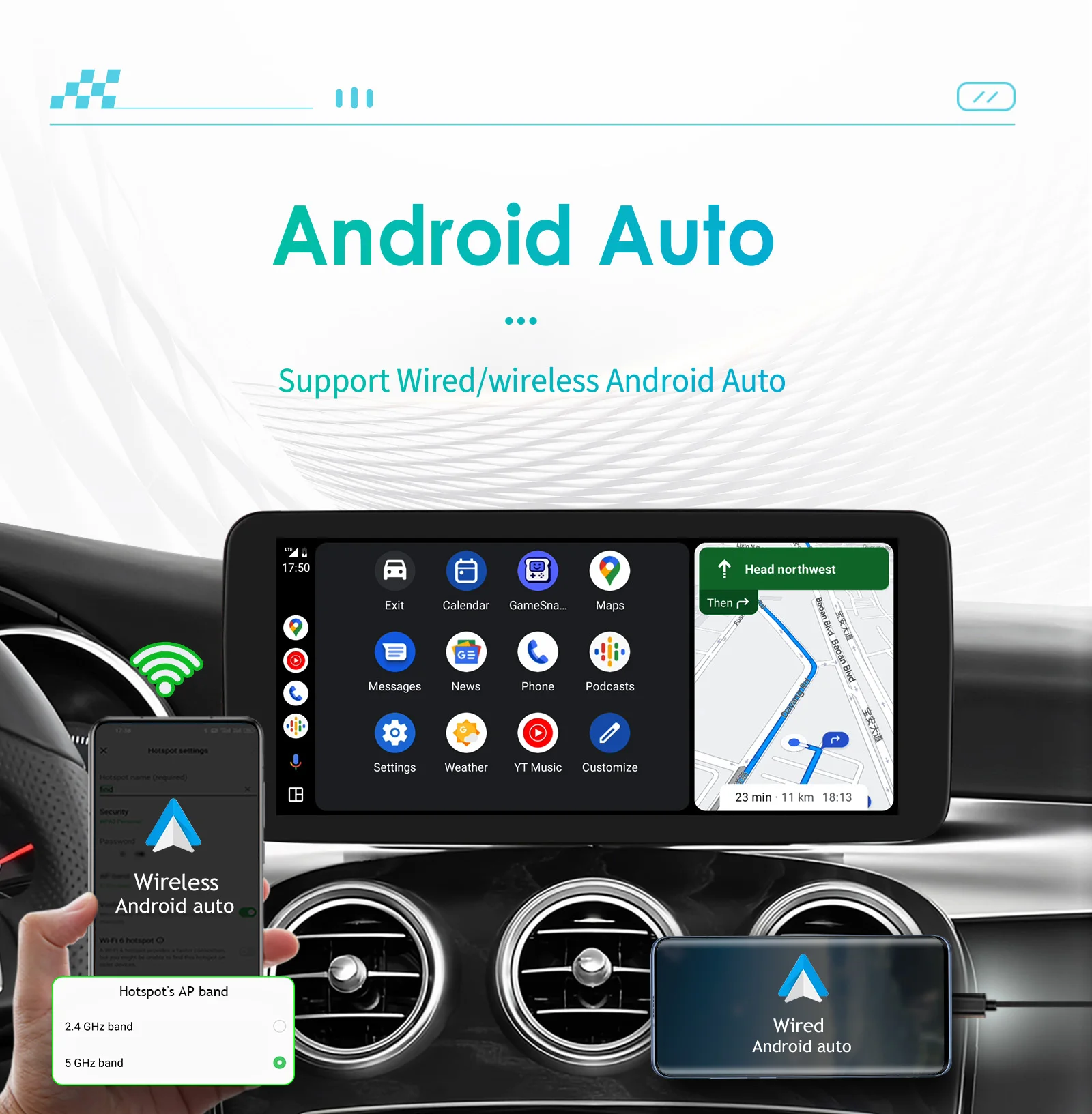 10.25" Android Auto Car Radio for Mercedes Benz C-Class W205 2015 - 2018 NTG 5.0 Intelligent System CarPlay GPS RDS DSP 4G BT