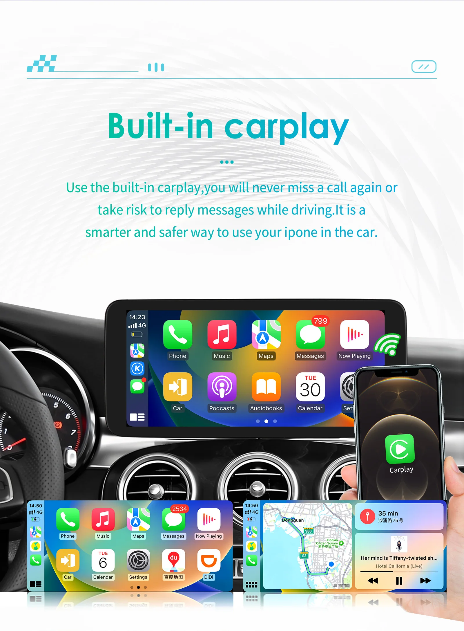 10.25" Android Auto Car Radio for Mercedes Benz C-Class W205 2015 - 2018 NTG 5.0 Intelligent System CarPlay GPS RDS DSP 4G BT