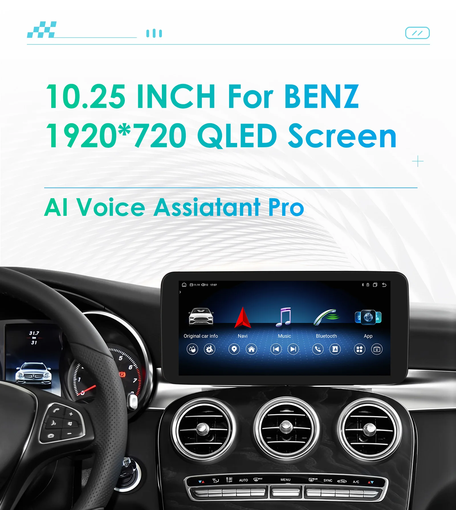 10.25" Android Auto Car Radio for Mercedes Benz C-Class W205 2015 - 2018 NTG 5.0 Intelligent System CarPlay GPS RDS DSP 4G BT