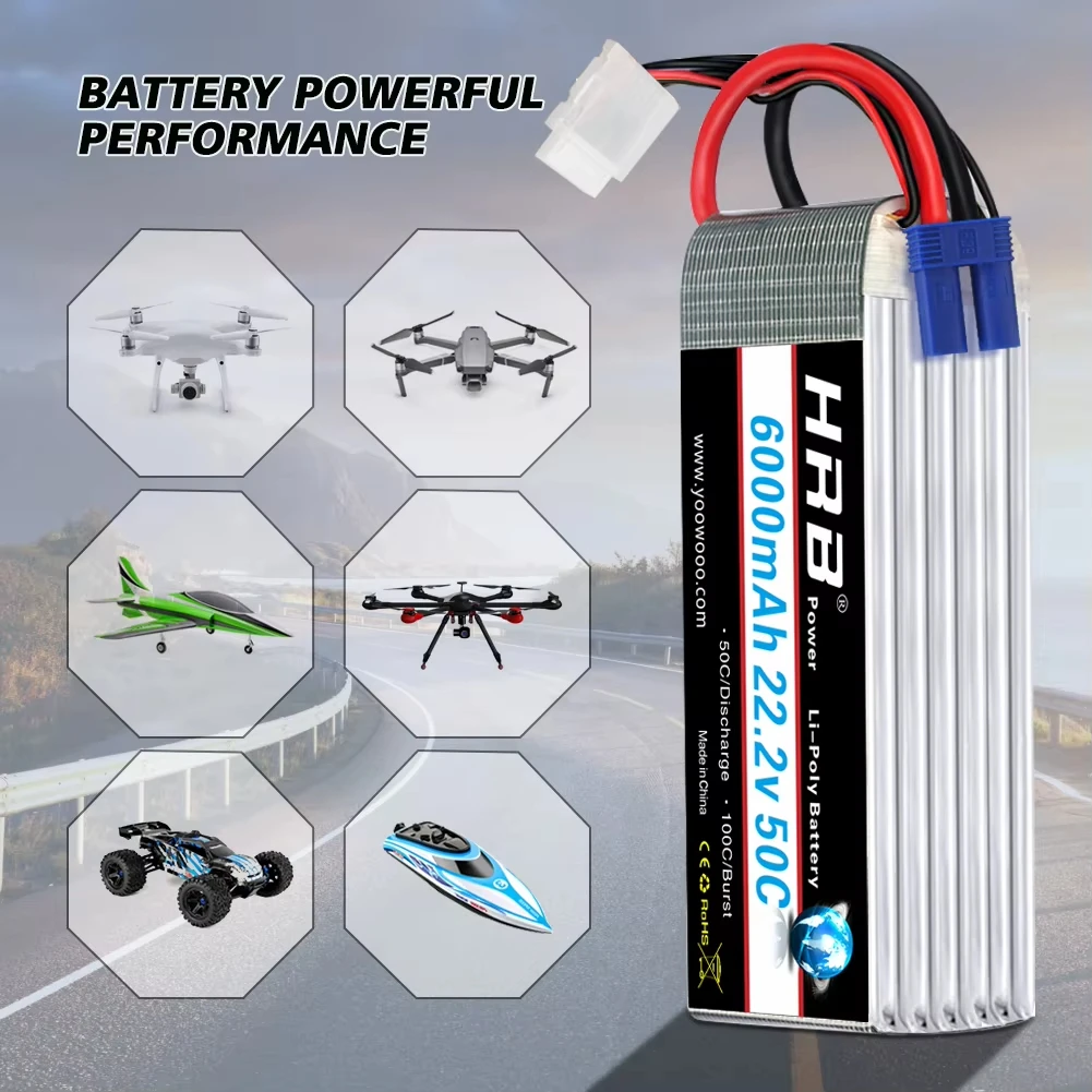 HRB Lipo Battery 6S 6000mah XT60 XT90 EC5 50C 22.2V RC Lipo Battery for Quadcopter Airplane Car Truck 500 600 Helicopter