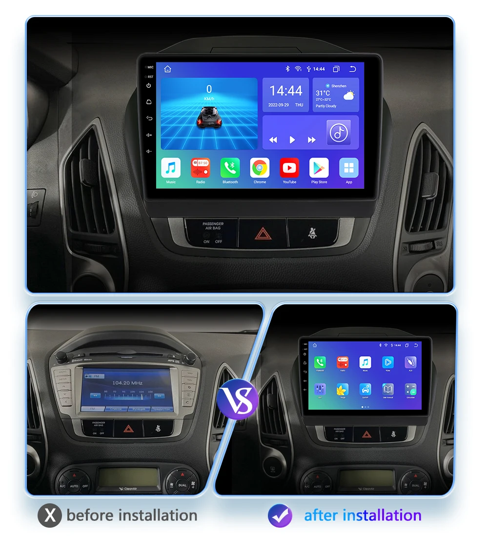 Hizpo 2 DIN Android Auto Radio For Hyundai Tucson 2 IX35 2011 - 2017 Carplay 4G Car Multimedia GPS 2DIN Autoradio Head Unit AI