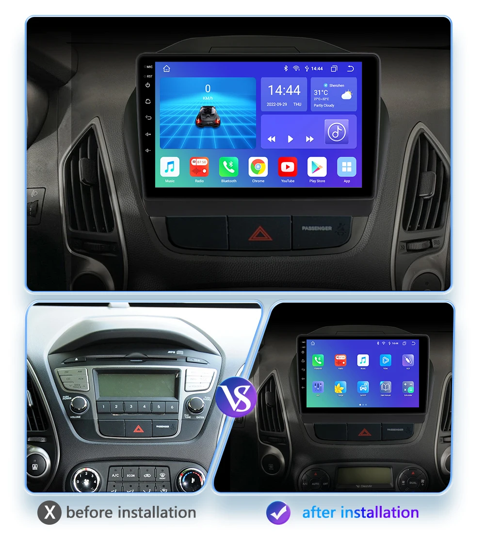 Hizpo 2 DIN Android Auto Radio For Hyundai Tucson 2 IX35 2011 - 2017 Carplay 4G Car Multimedia GPS 2DIN Autoradio Head Unit AI