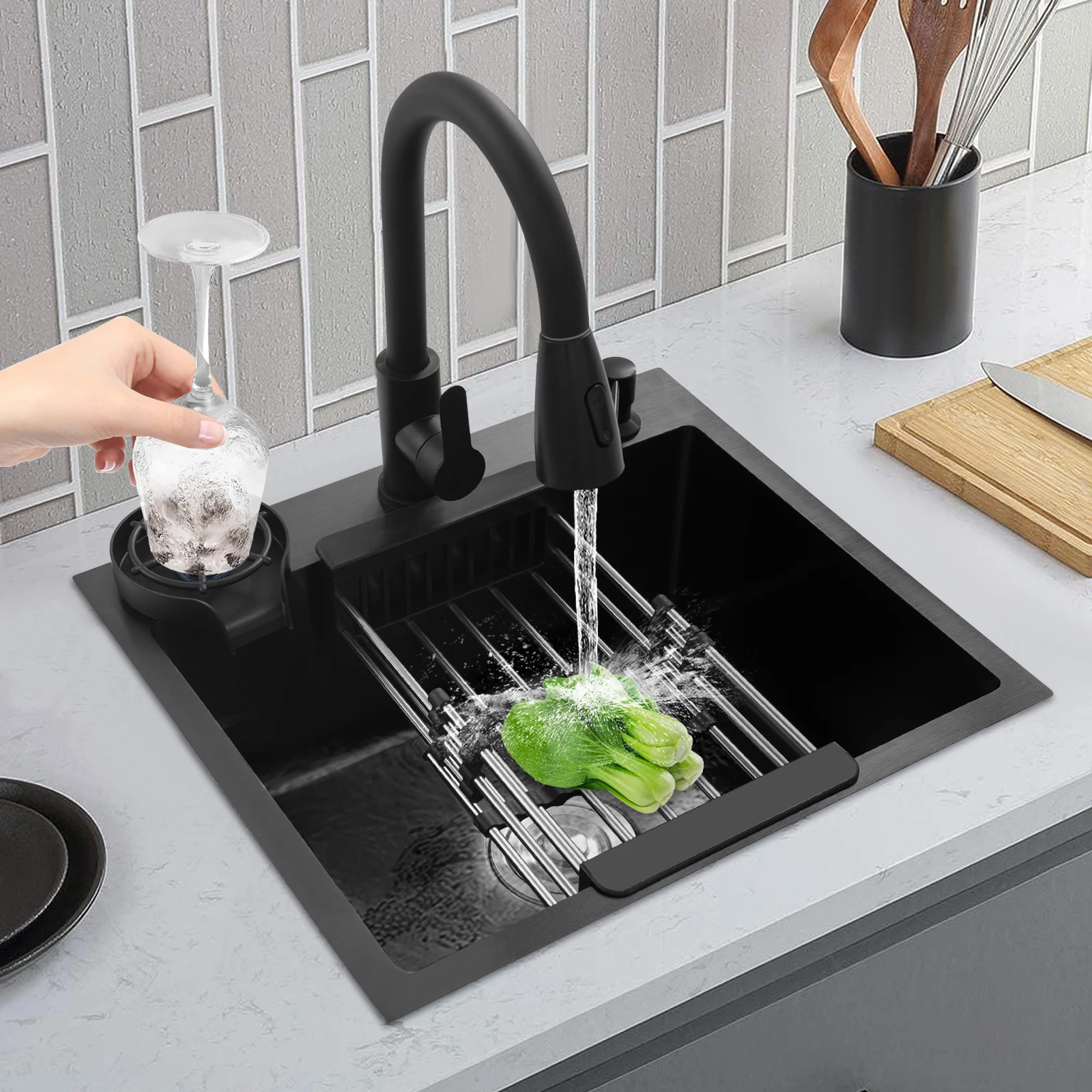 50cm X 40CM Multi-functional Kitchen Sink with Pull-Out Faucet Home Application