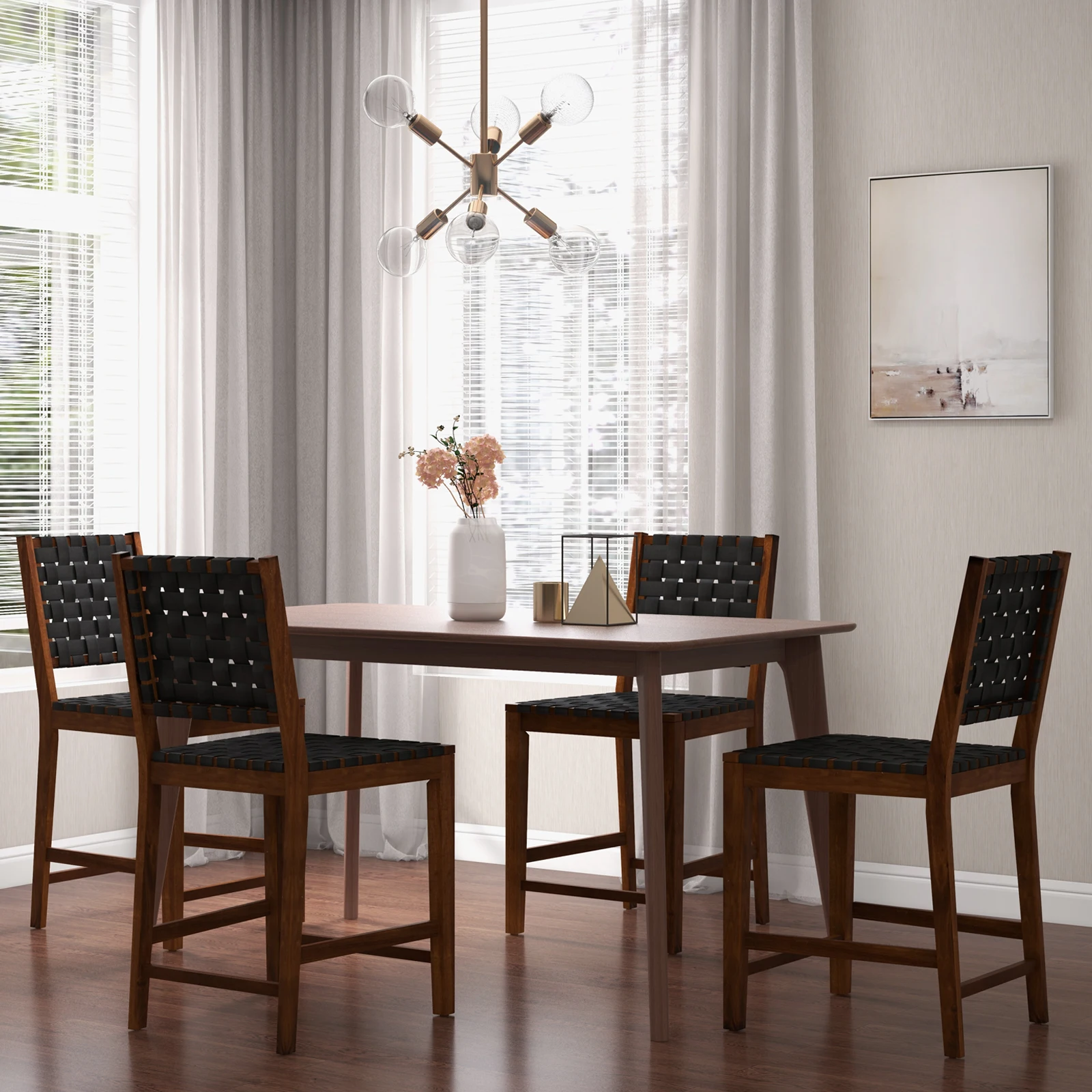 Set chairs 2 dining room, wood chair with woven back, kitchen chairs weighing up to 150 kg, Bistro chair for tables from 88-99