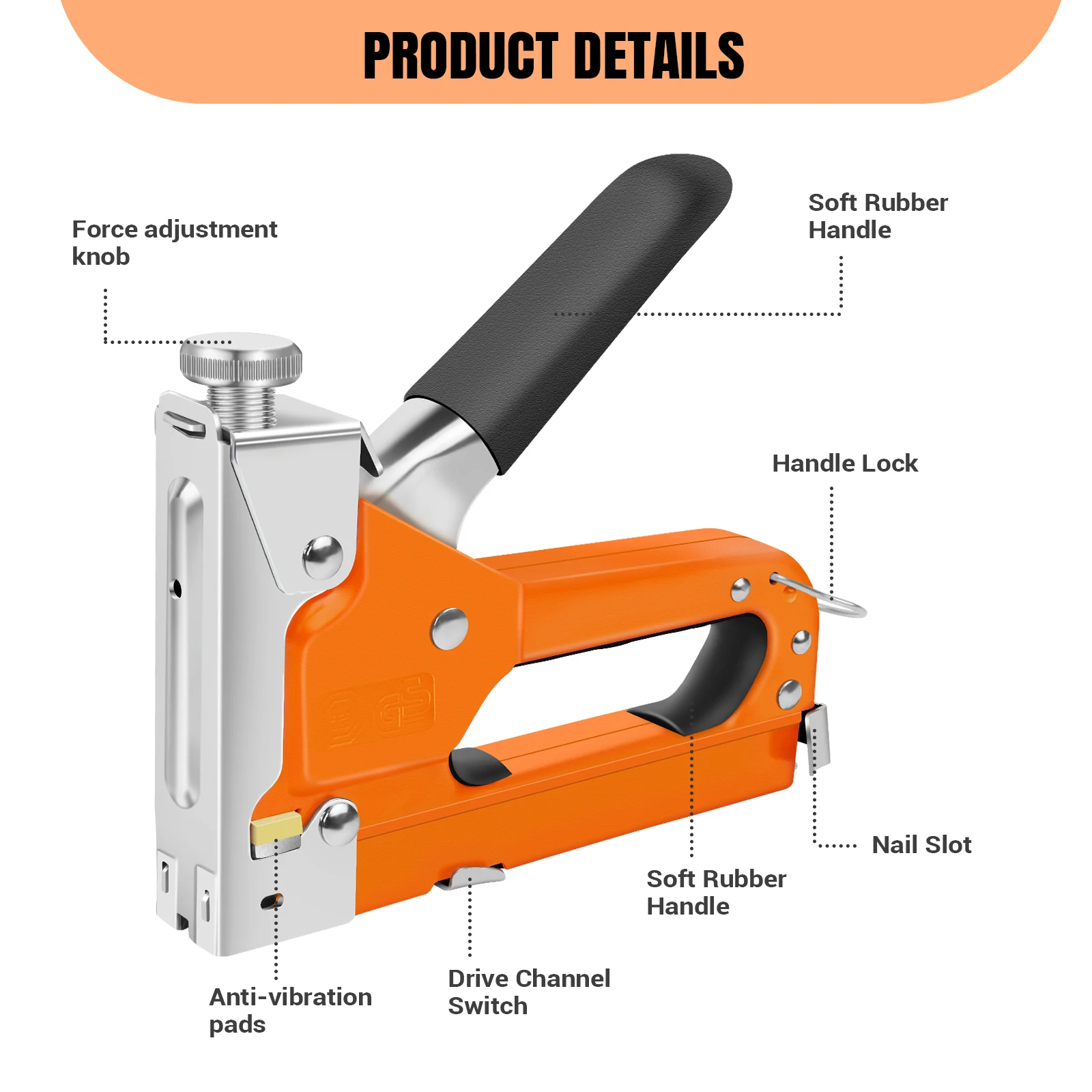 3-in-1 Upholstery Staple Gun Kit with Staples Remover Manual Adjustment ,Wood Upholstery Stapler for Carpentry Tools Home DIY
