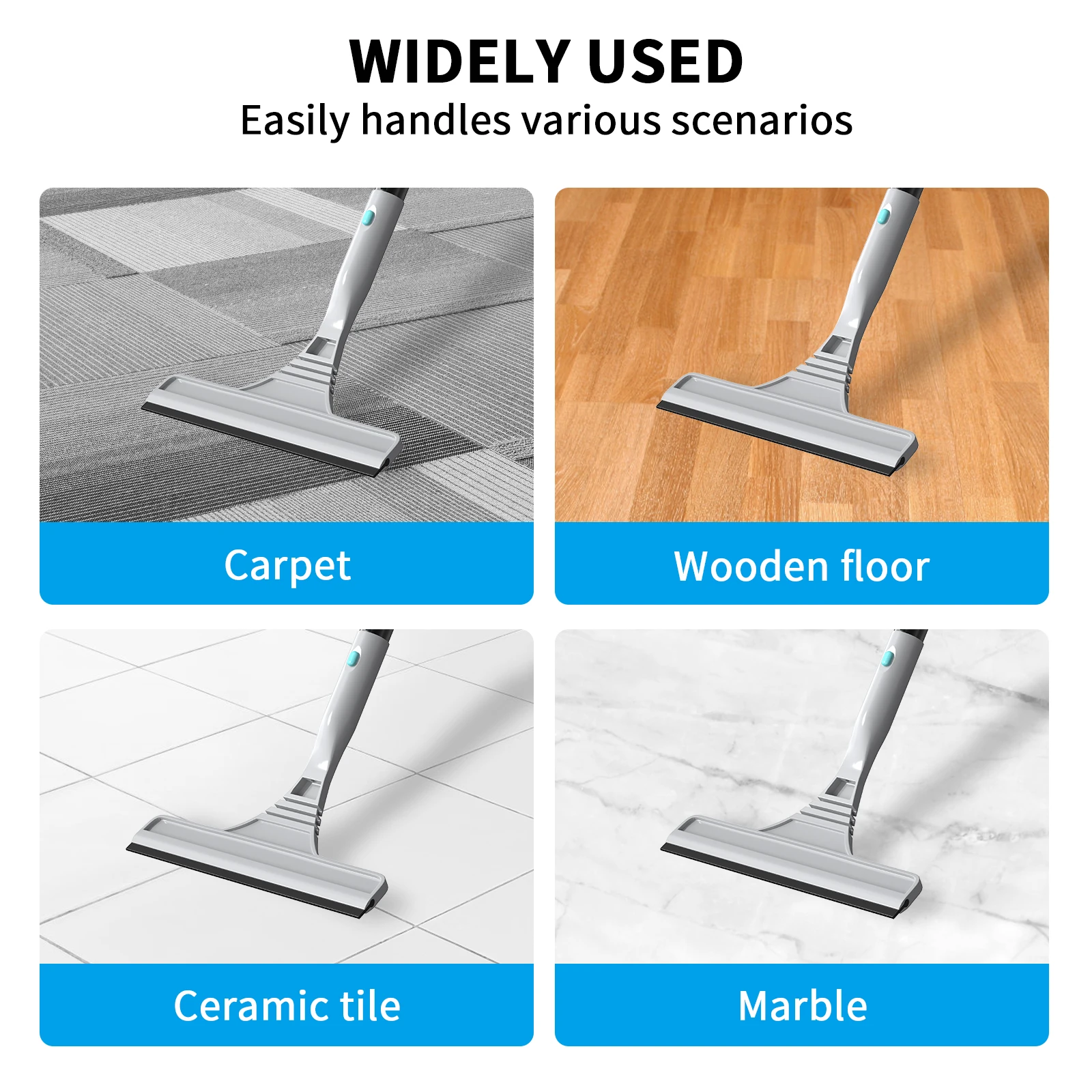 2-in-1 Window Cleaning Kit with Extendable Pole to 154cm, Detachable Squeegee & Scrubber Head for High Windows – Indoor/Outdoor Glass Cleaner Tool Set