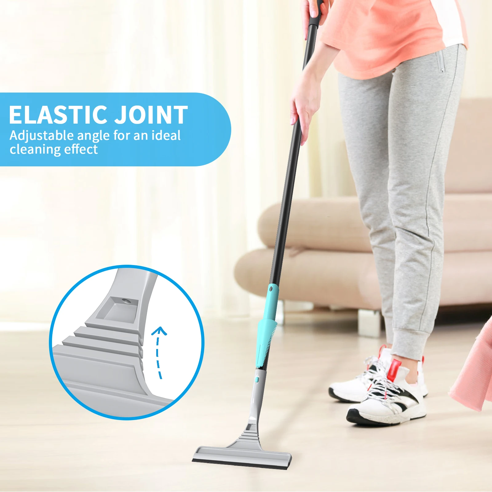 2-in-1 Window Cleaning Kit with Extendable Pole to 154cm, Detachable Squeegee & Scrubber Head for High Windows – Indoor/Outdoor Glass Cleaner Tool Set