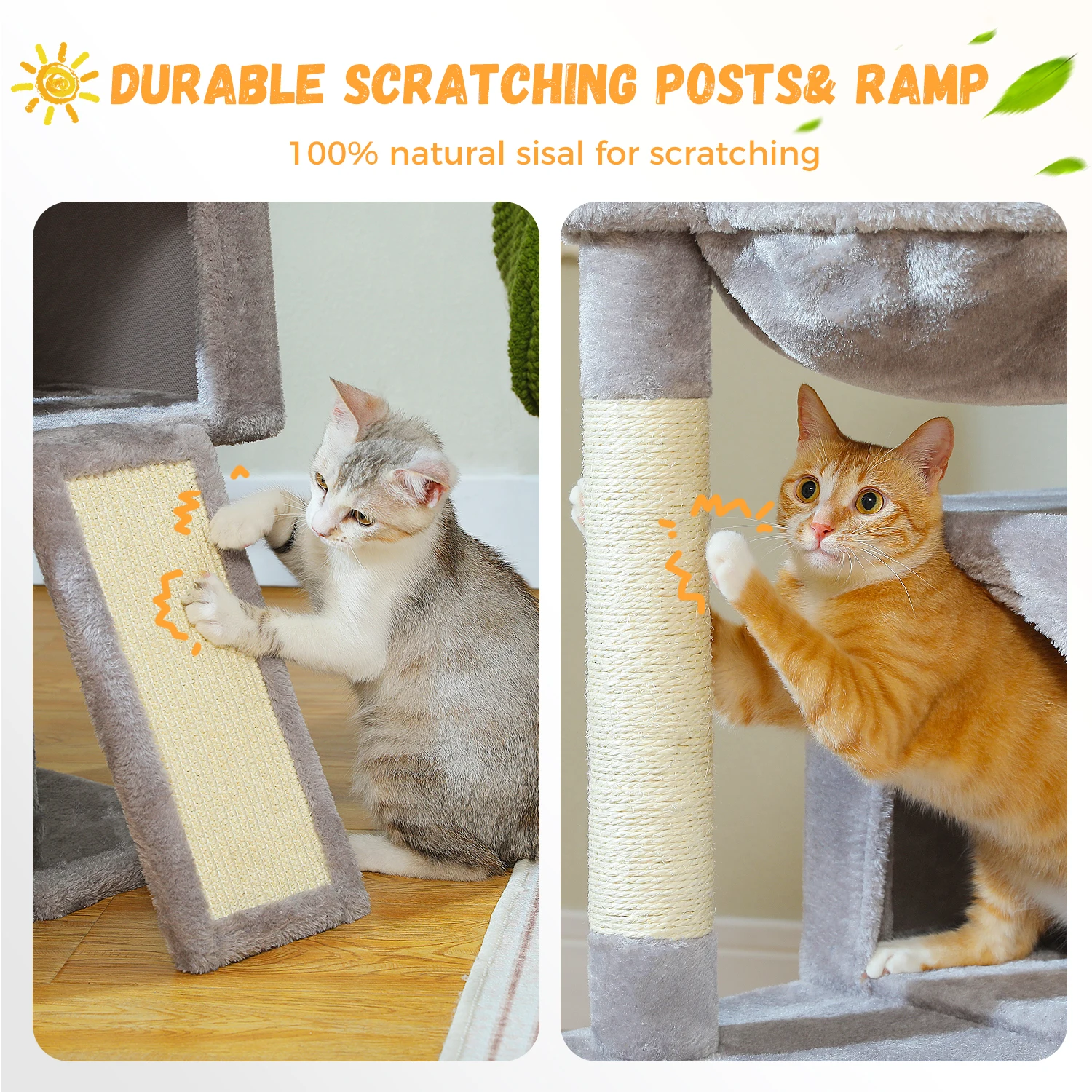 Large Cat Tree Multi-Level Cat Tower with 2 Spacious Condos for Indoor Cats Large Cat House with Comfy Hammock Padded Perch