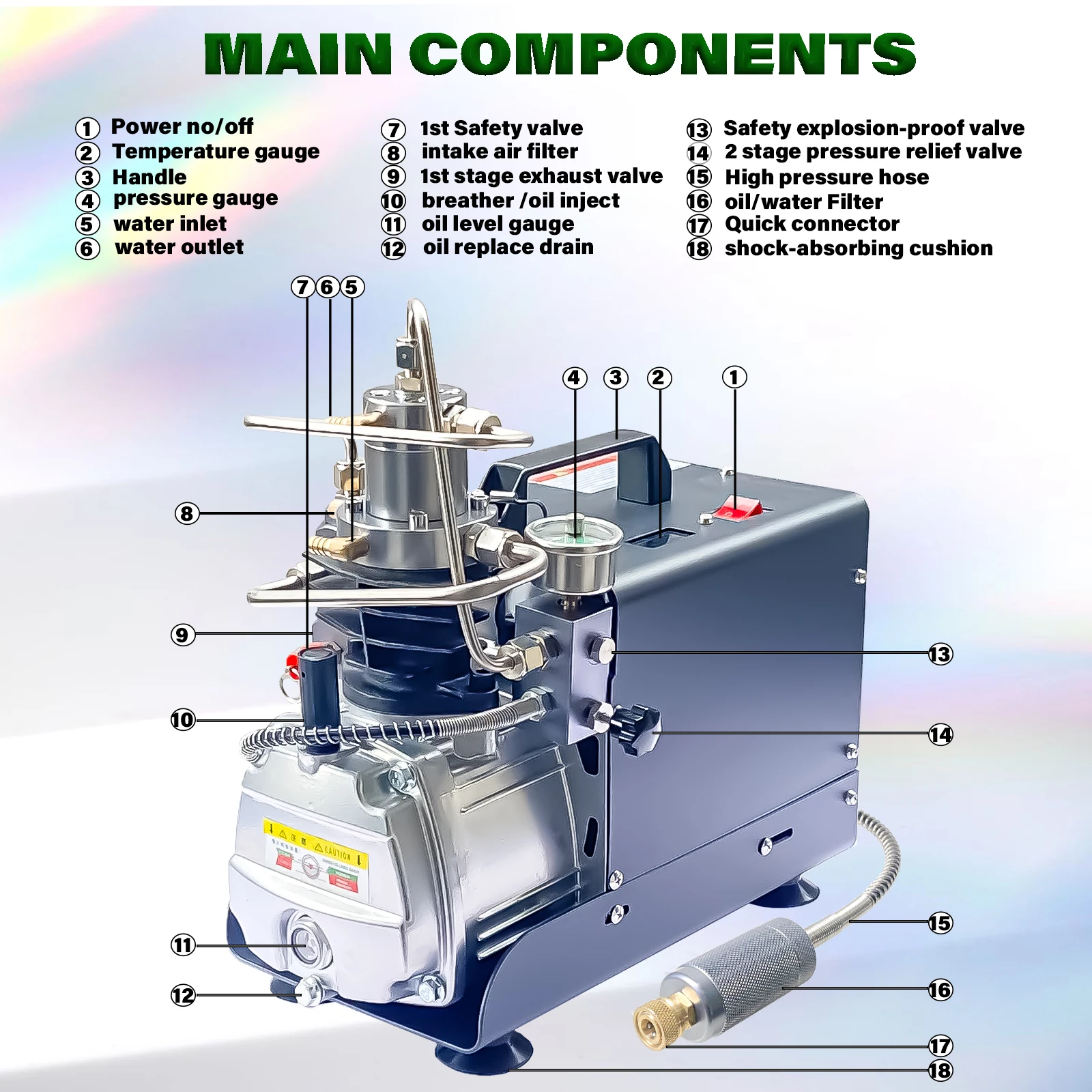 AUTO-STOP PCP AIR COMPRESSOR 300bar 4500psi High Pressure Air Compressor Electric Air Pump