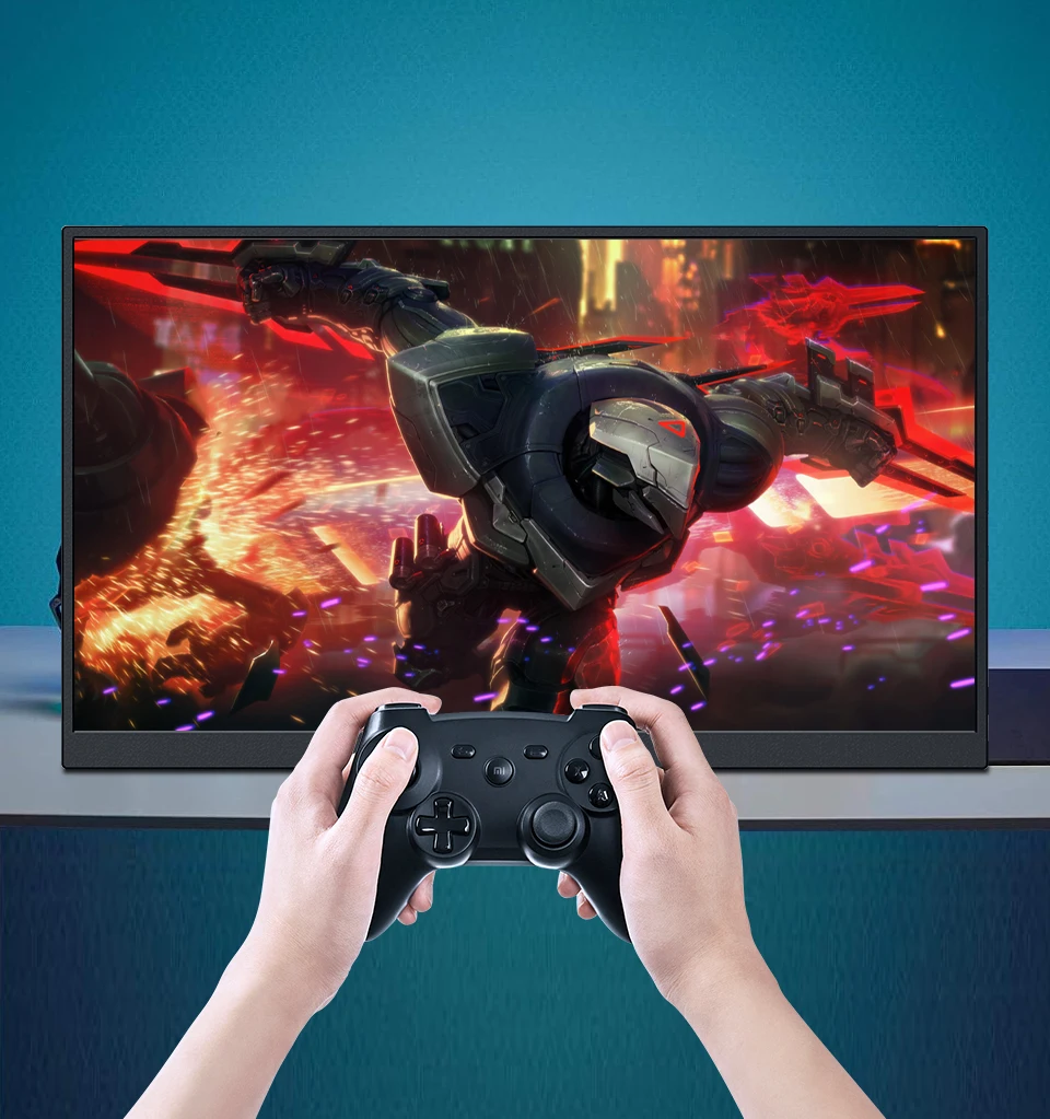 HGFRTEE 15.6 Inch 1080P Portable Gaming Monitor, 250cd/m2 Type-C/HDMI Expand Display with Stand for Laptop Phone Switch PS5 Xbox