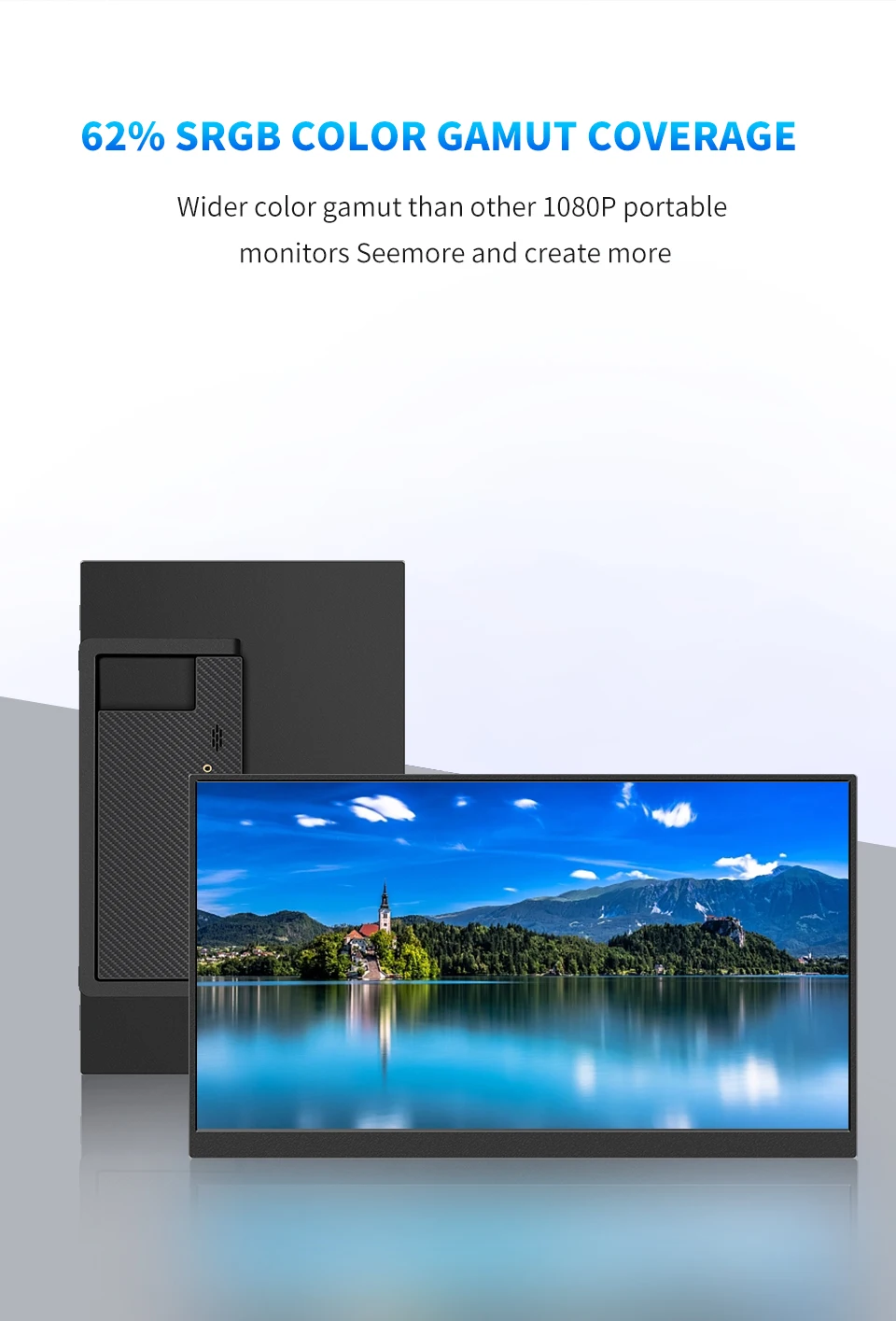 HGFRTEE 15.6 Inch 1080P Portable Gaming Monitor, 250cd/m2 Type-C/HDMI Expand Display with Stand for Laptop Phone Switch PS5 Xbox