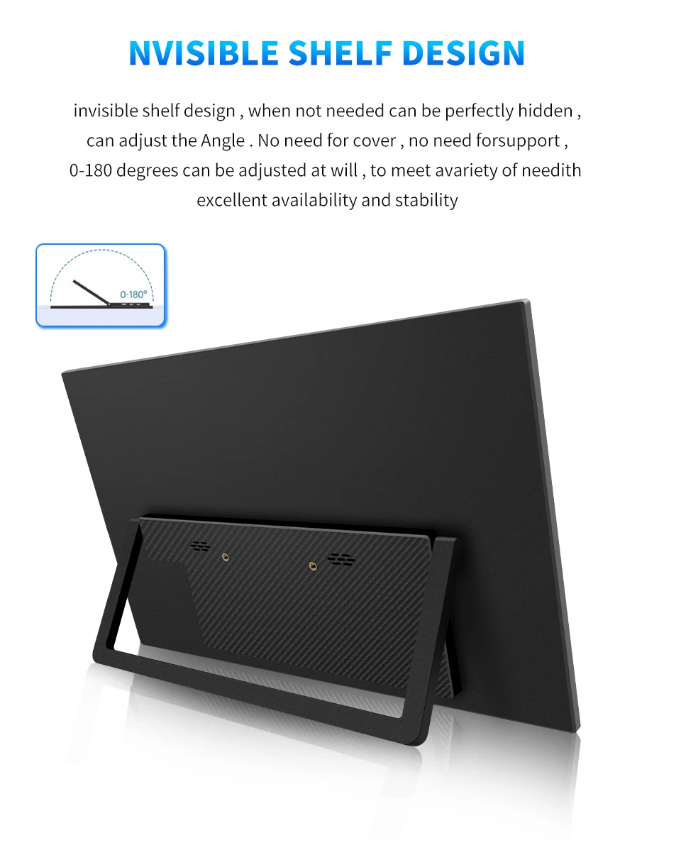 HGFRTEE 15.6 Inch 1080P Portable Gaming Monitor, 250cd/m2 Type-C/HDMI Expand Display with Stand for Laptop Phone Switch PS5 Xbox