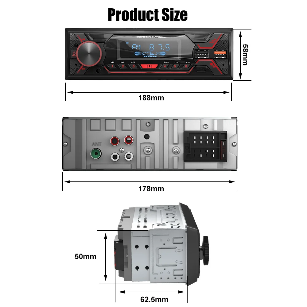 ESSGOO Car Stereo Radio Single 1Din Auto Stereo HandsFree Car Kit Bluetooth Car Autoradio Remote Control MP3 Player FM Car Audio