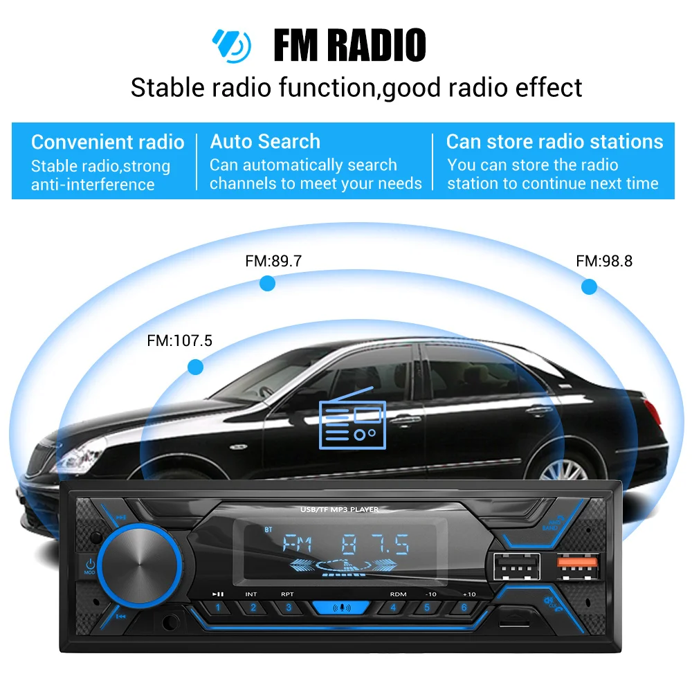ESSGOO Car Stereo Radio Single 1Din Auto Stereo HandsFree Car Kit Bluetooth Car Autoradio Remote Control MP3 Player FM Car Audio