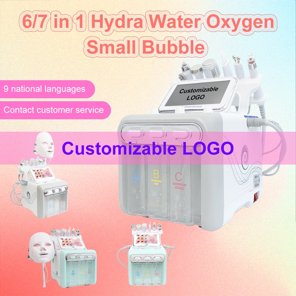 AOKO 6/7 In1 H2-O2 Hydro Dermabrasion Hydrogen dermabrasion Bio-lifting Spa Facial Ance Pore Cleaner Facial Bubble Machine