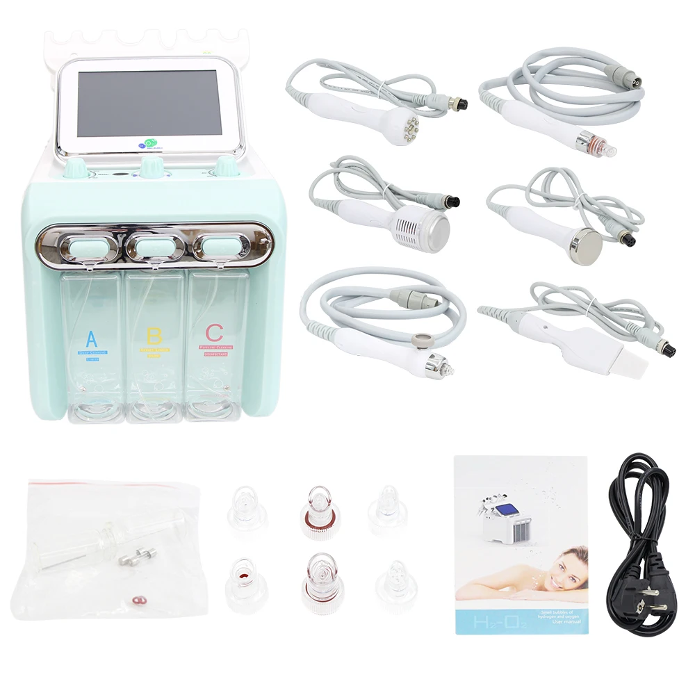 AOKO 6/7 In1 H2-O2 Hydro Dermabrasion Hydrogen dermabrasion Bio-lifting Spa Facial Ance Pore Cleaner Facial Bubble Machine