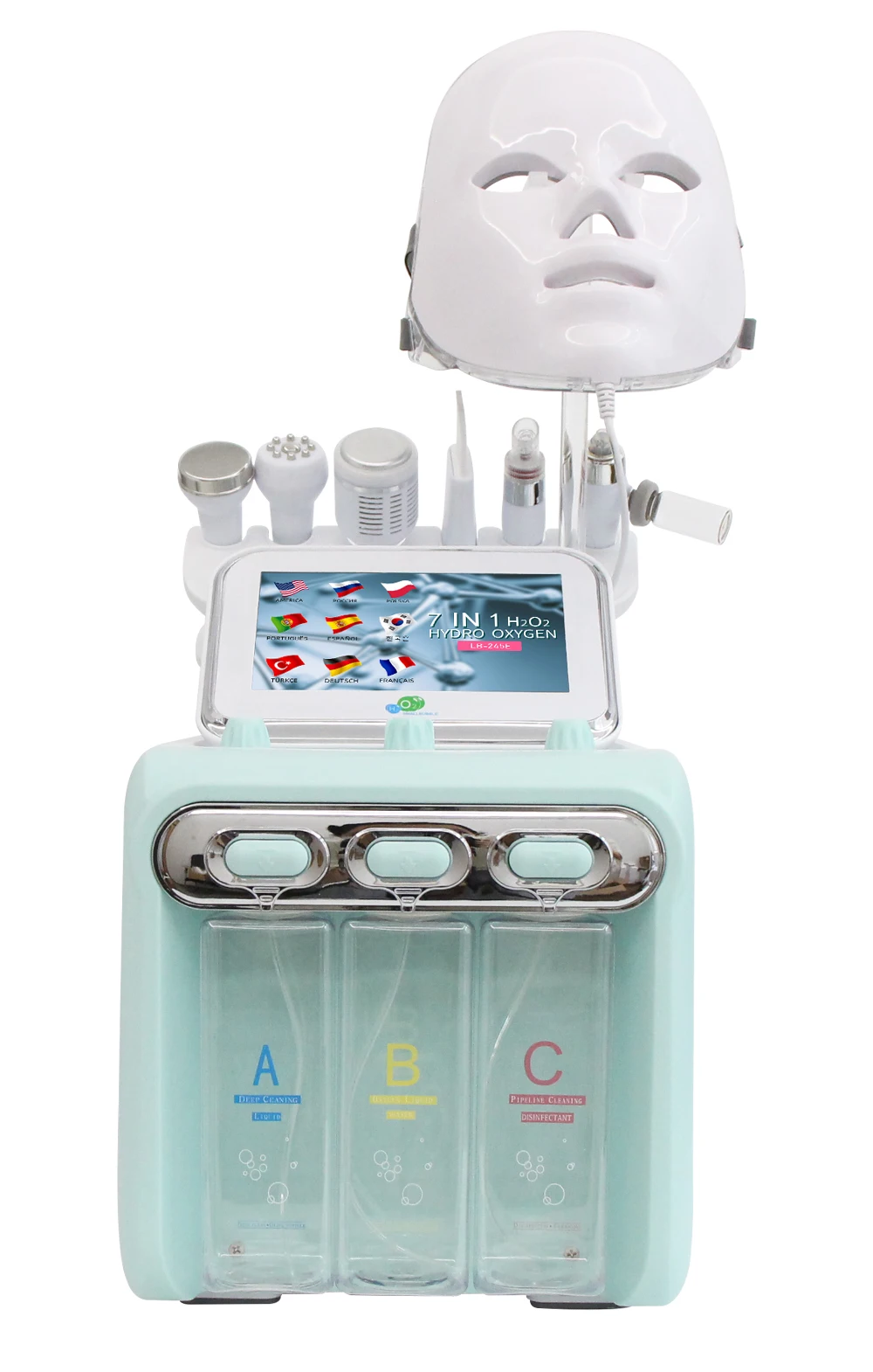 AOKO 6/7 In1 H2-O2 Hydro Dermabrasion Hydrogen dermabrasion Bio-lifting Spa Facial Ance Pore Cleaner Facial Bubble Machine