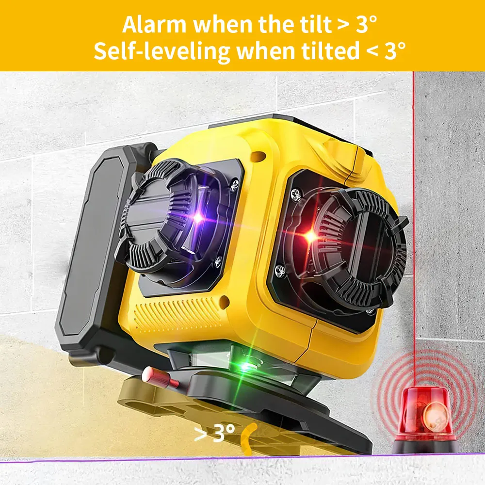 16 Lines 4D Laser Level Remote Control Green Red Purple Blue 4 Colors Beam 360° Horizontal & Vertical Powerful Lines Laser Leve