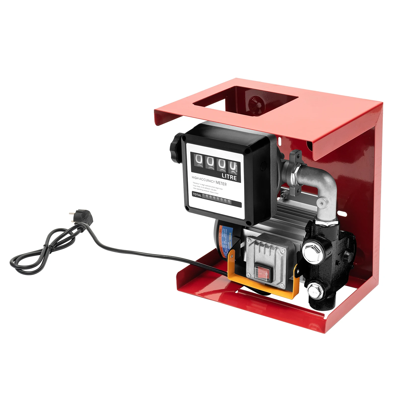 Diesel Transfer Pump 550W 60L/Min 2800RPM Self Priming Fuel Pump with Flow Meter Nozzle for Vehicle Workshop Farm Tractor Refueling