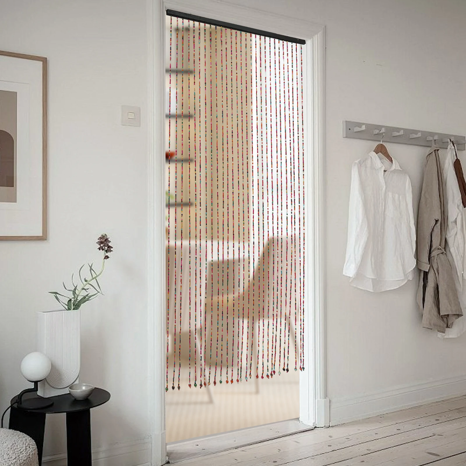 Bamboo Wood Beaded Curtain Wear Resistance Doorway Bead String Curtain Easy To Store for Wall Decoration/Room Divider