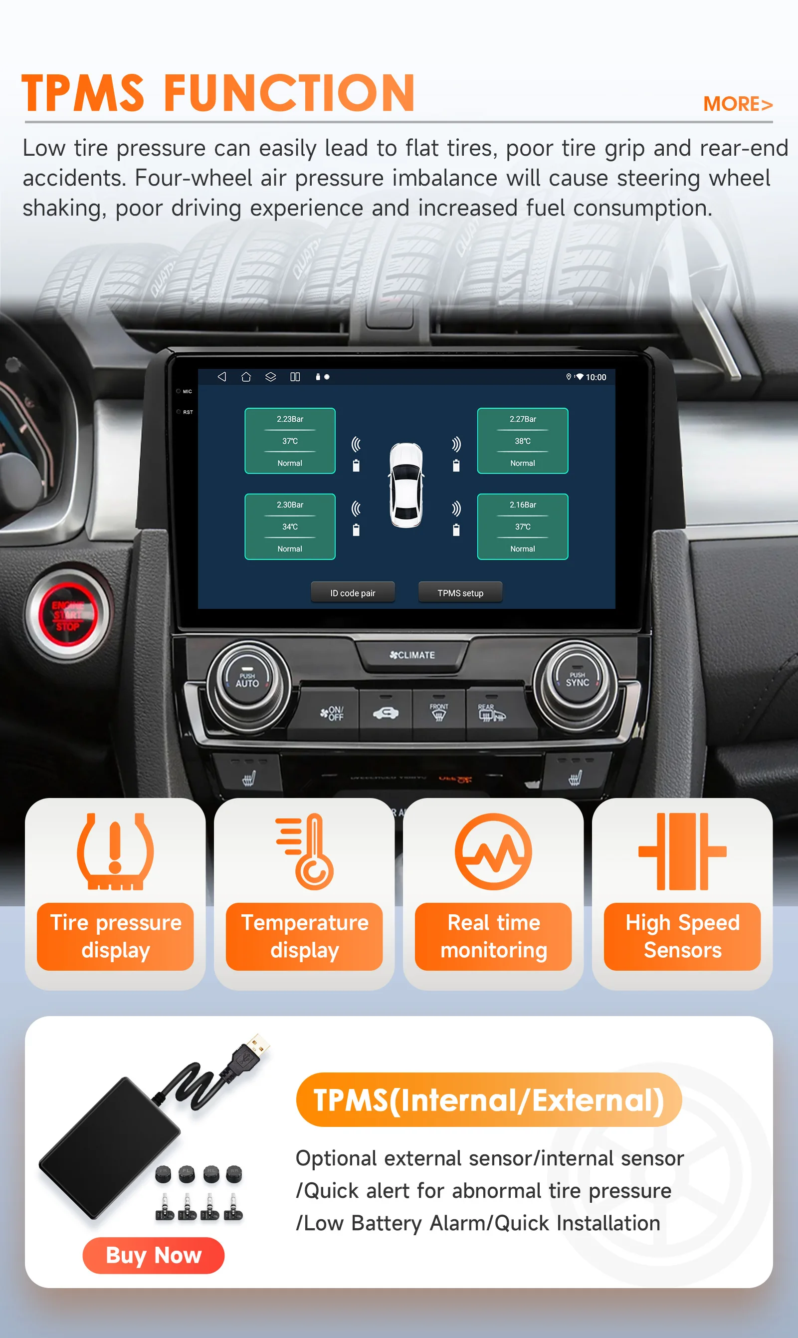 Hizpo Android 14 Car Intelligent Systems For Honda Civic 10th 2016 - 2018 Radio Carplay Multimedia GPS 2din 4G Navigation 8 Core