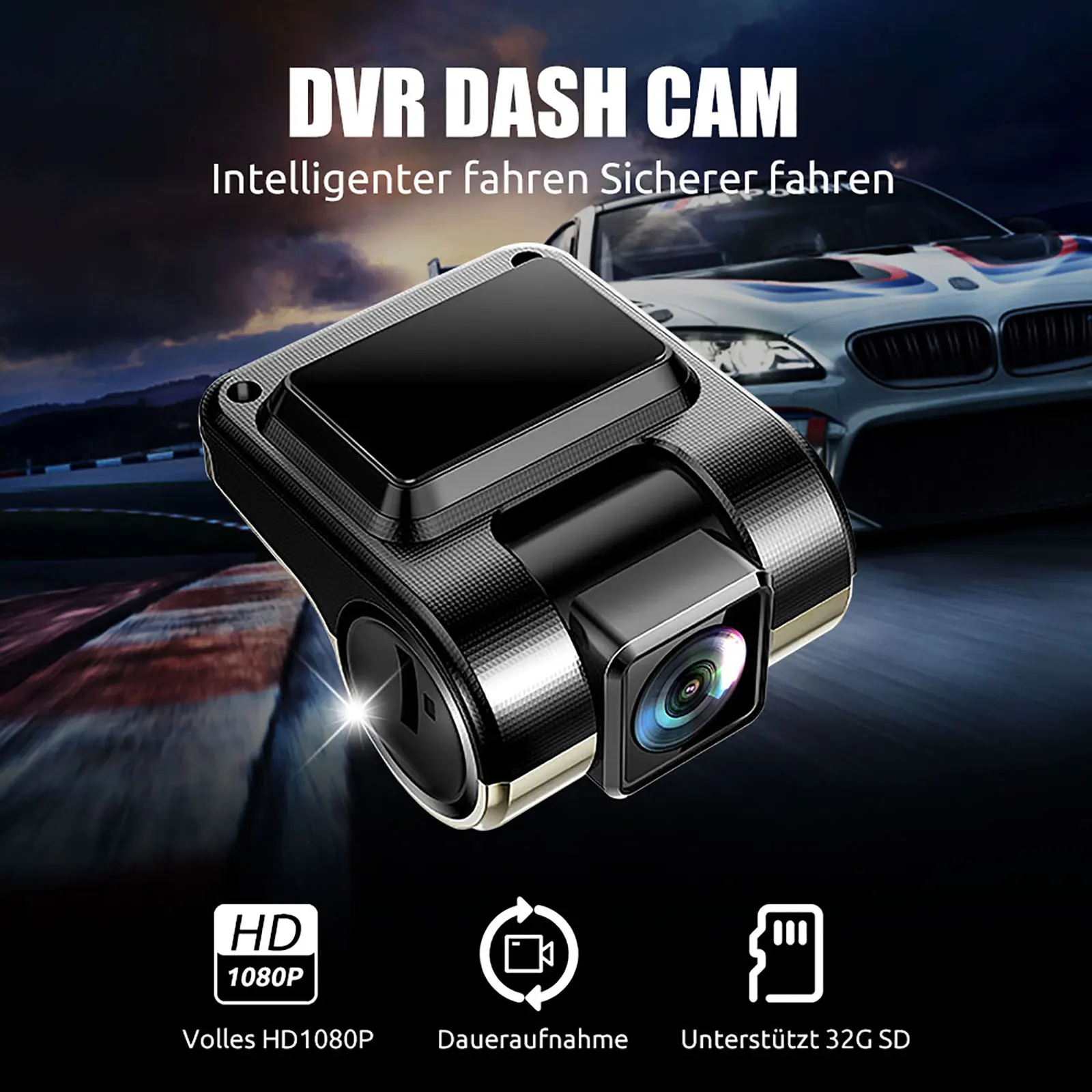 ESSGOO Night Vision Dash Cam 1080P Video Recorder Car Auto Vehicle DVR Camera Dash Cam G-Sensor Camera Car DVR 32G TF Card 170°